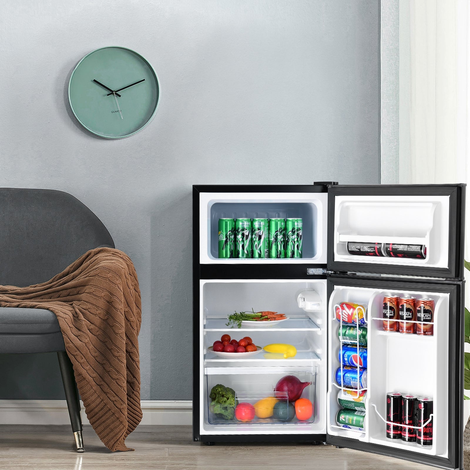 3.2 cu ft. Compact Stainless Steel Refrigerator-BlackÂ