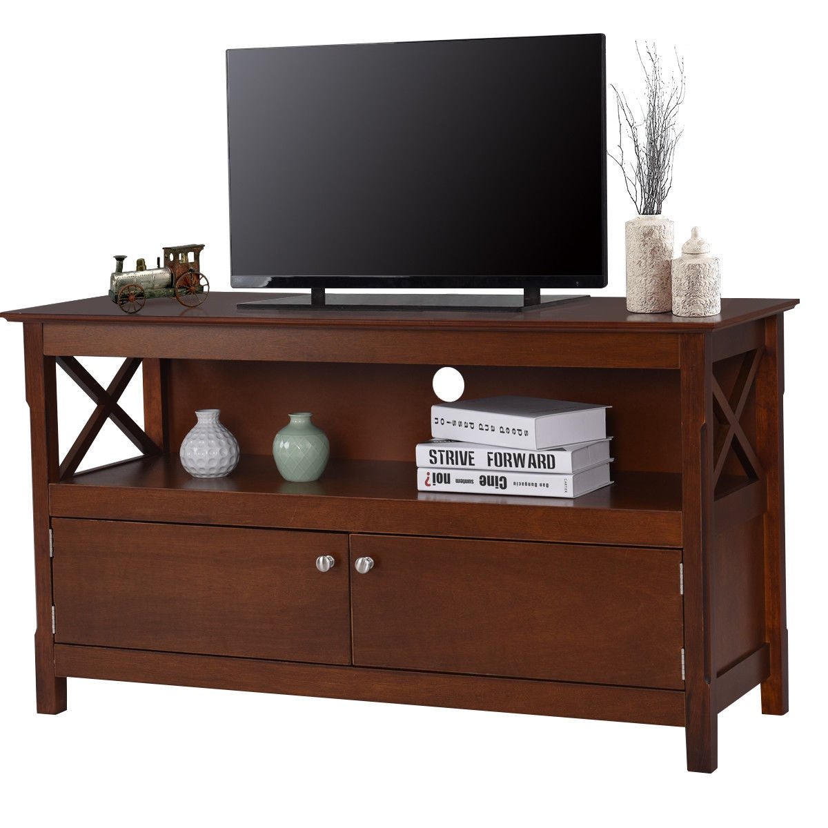 44 Inch Wooden Storage Cabinet TV StandÂ