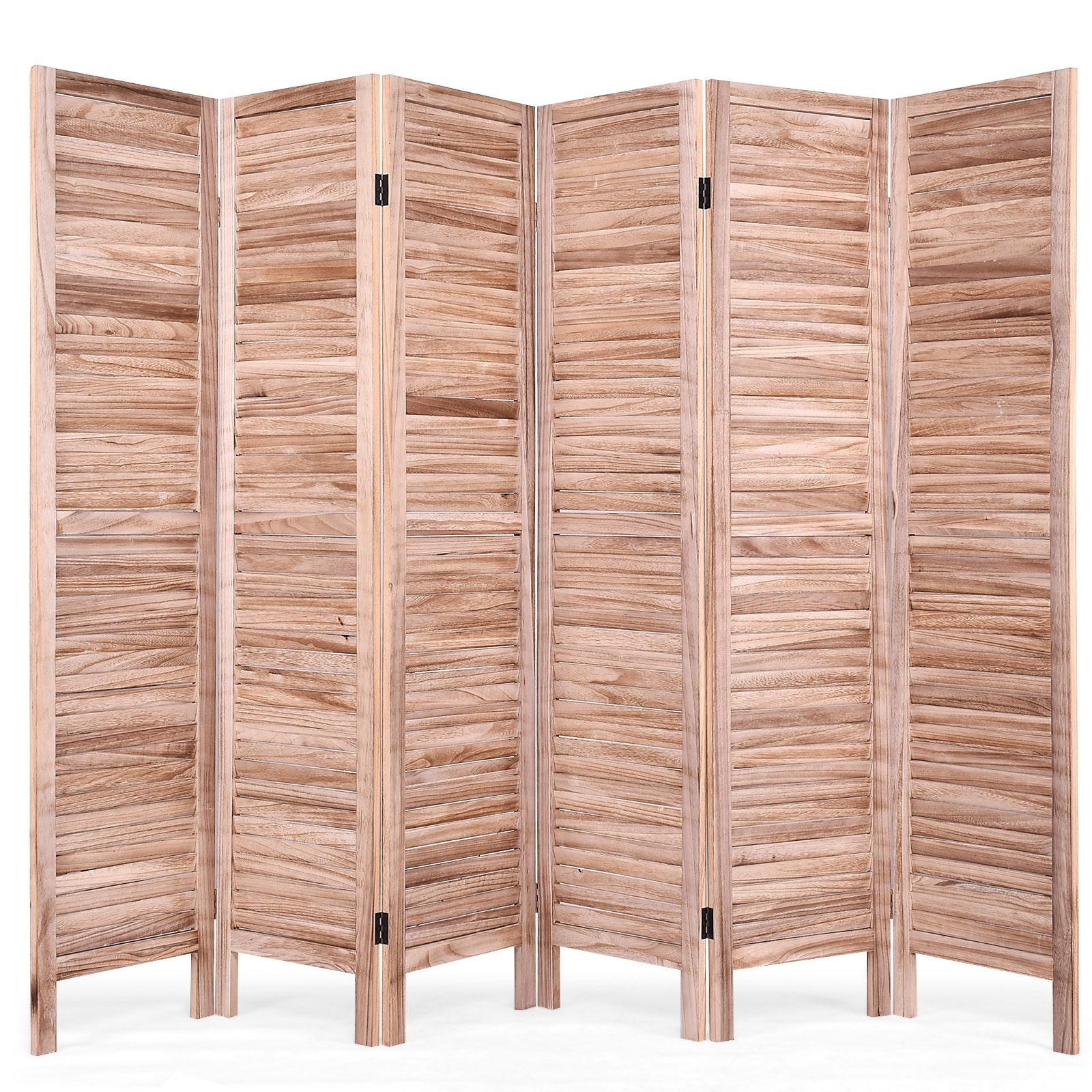 6 Panels Classic Venetian Wooden Slat Room Screen-BrownÂ