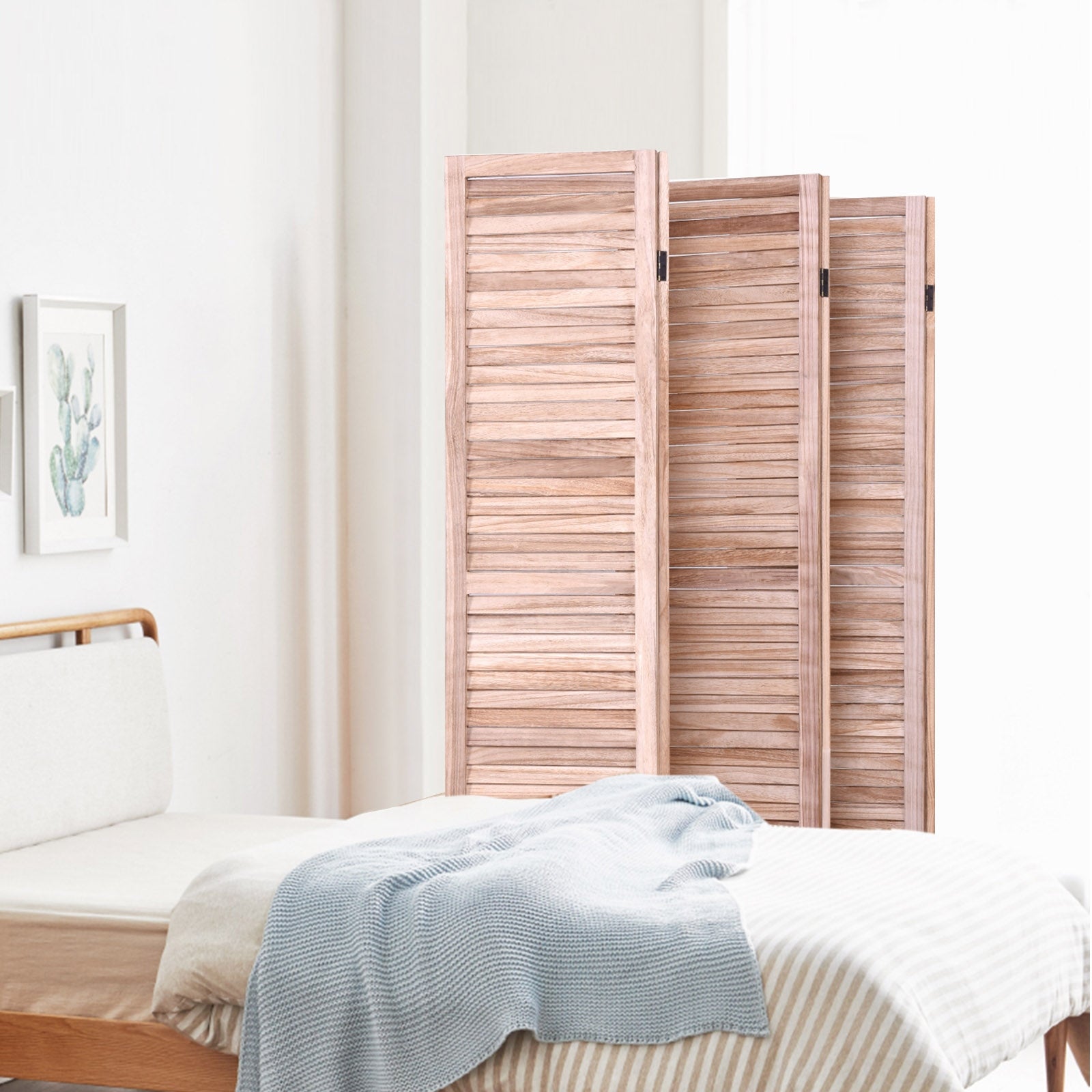 6 Panels Classic Venetian Wooden Slat Room Screen-BrownÂ