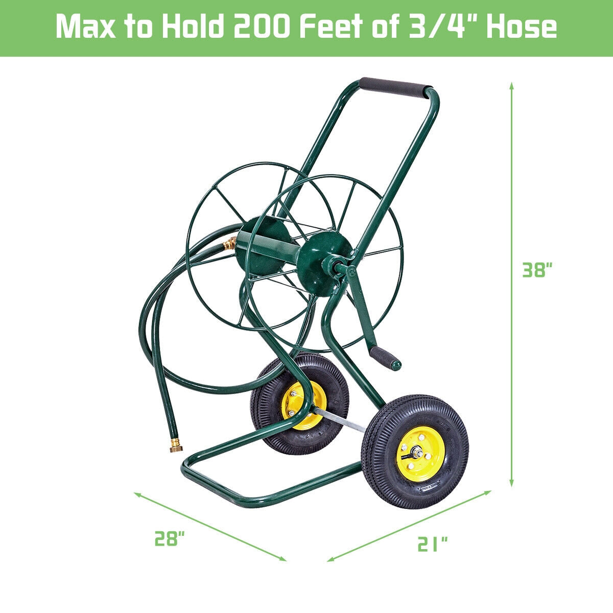 Garden Steel Frame Wheeled Hose Reel CartÂ