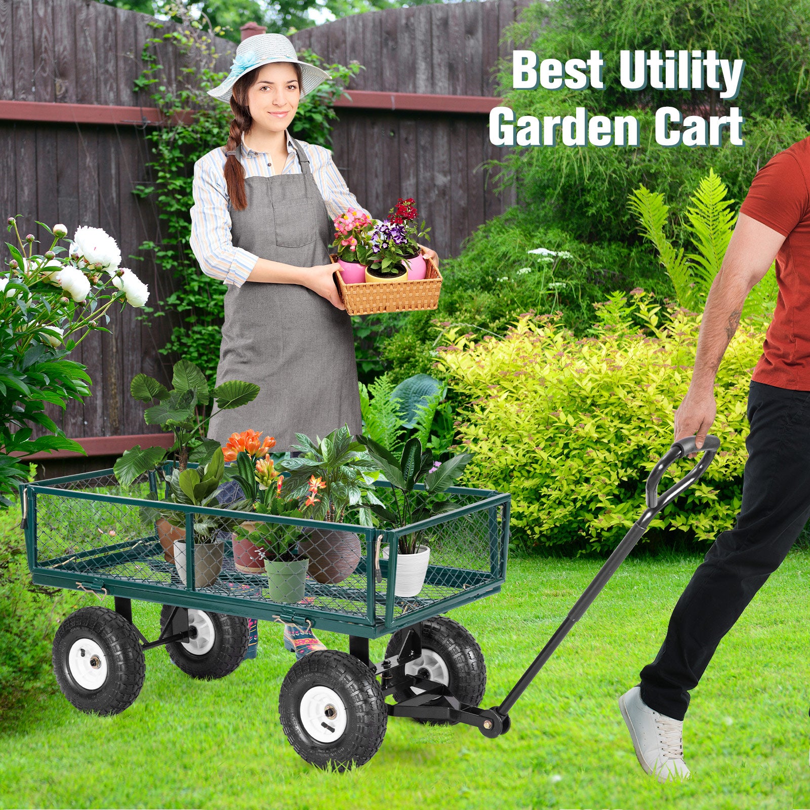 Heavy Duty Garden Utility Cart Wagon WheelbarrowÂ
