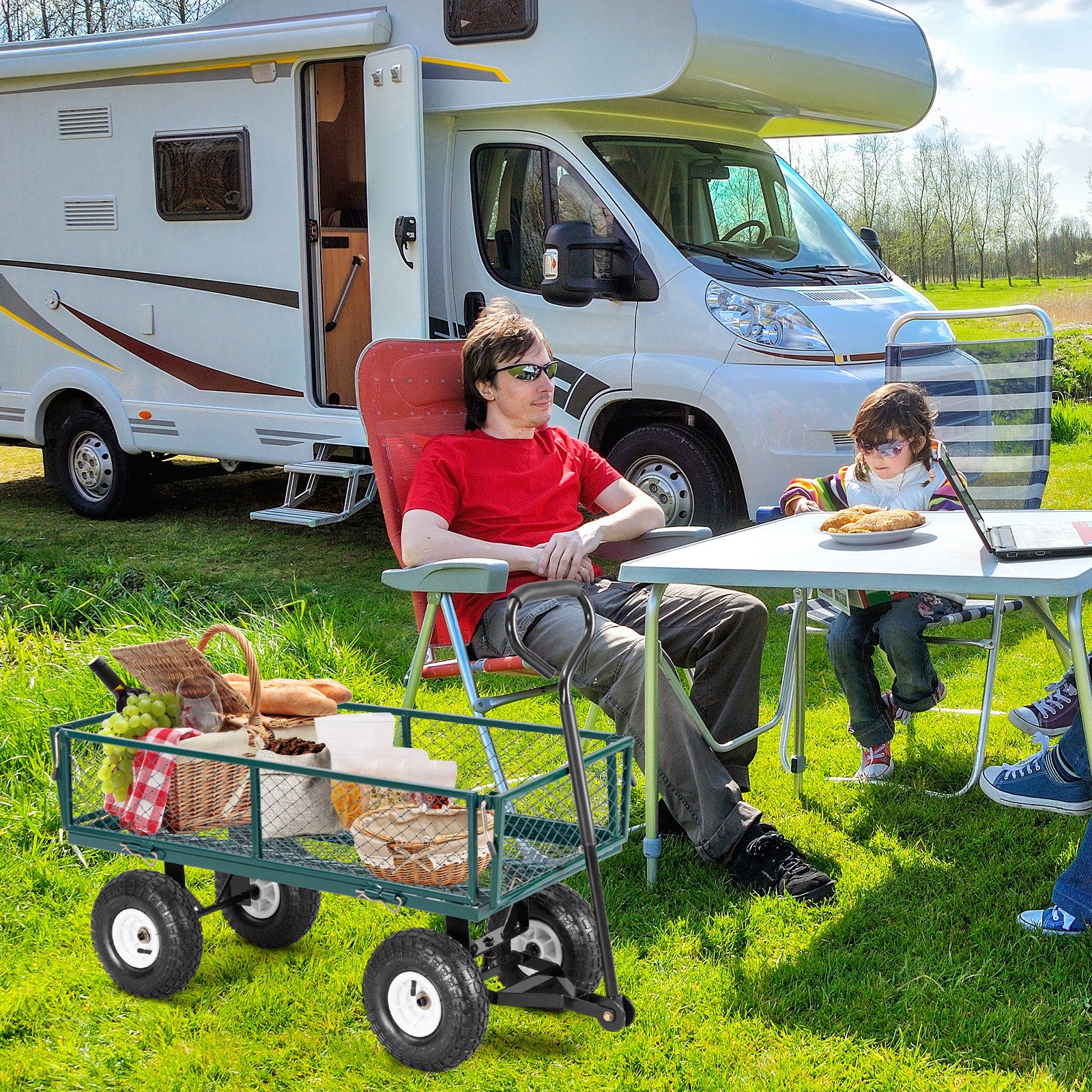 Heavy Duty Garden Utility Cart Wagon WheelbarrowÂ