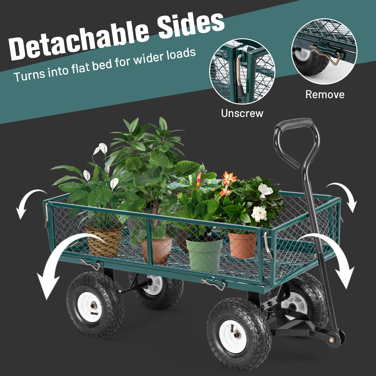 Heavy Duty Garden Utility Cart Wagon WheelbarrowÂ