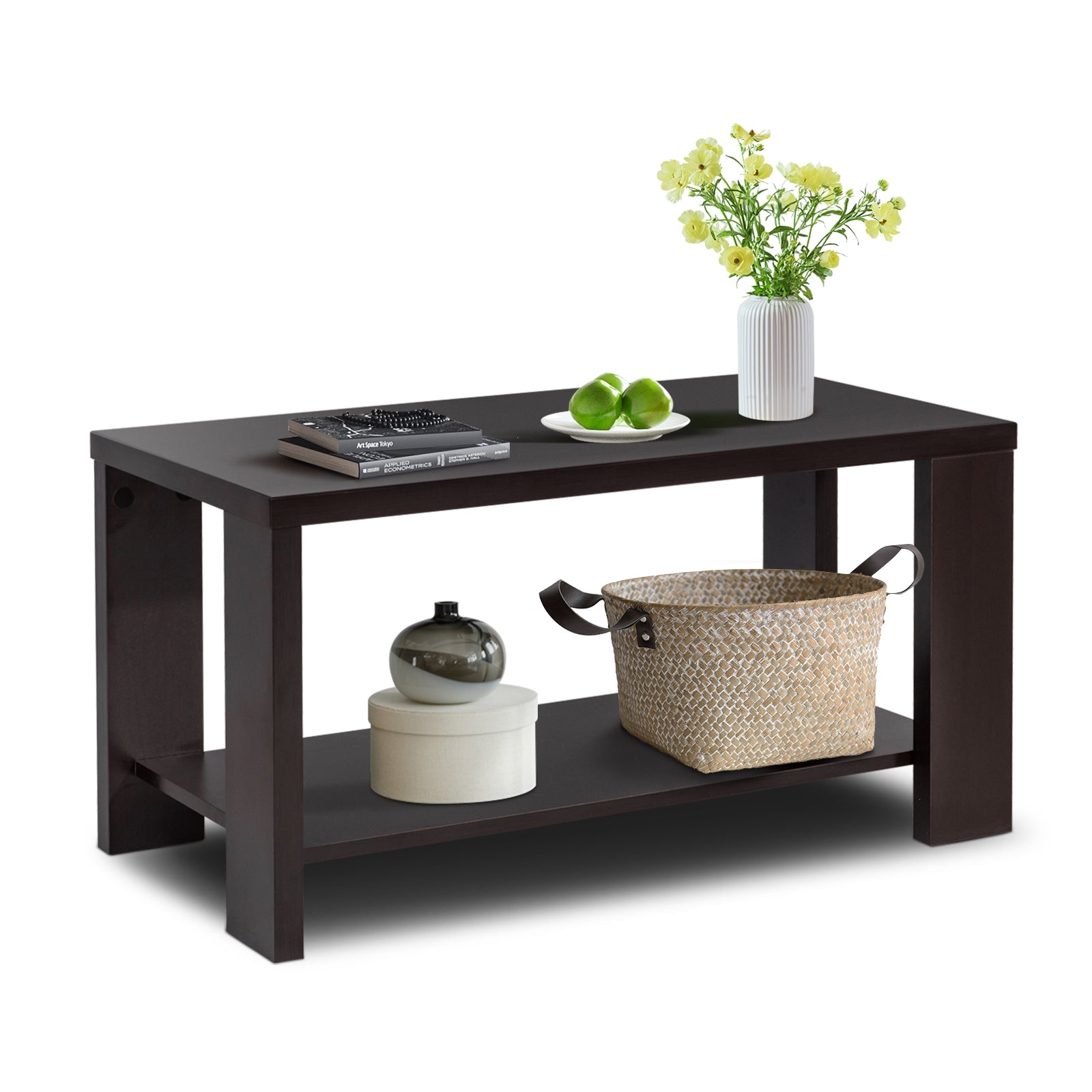 Rectangular Cocktail Coffee Table with Storage ShelfÂ