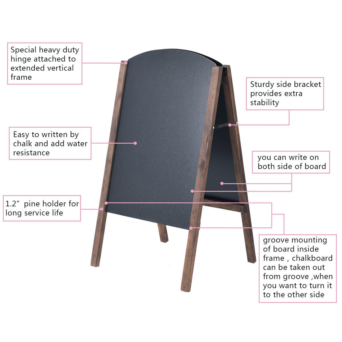 31.5 Inch Wood A-Frame Sidewalk Signage ChalkboardÂ