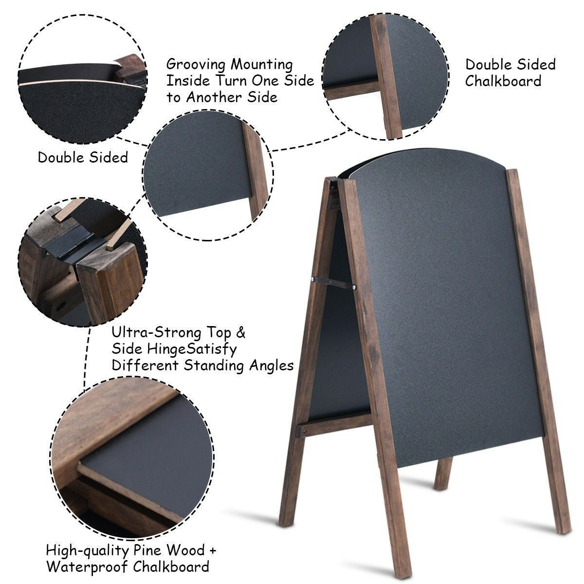 31.5 Inch Wood A-Frame Sidewalk Signage ChalkboardÂ