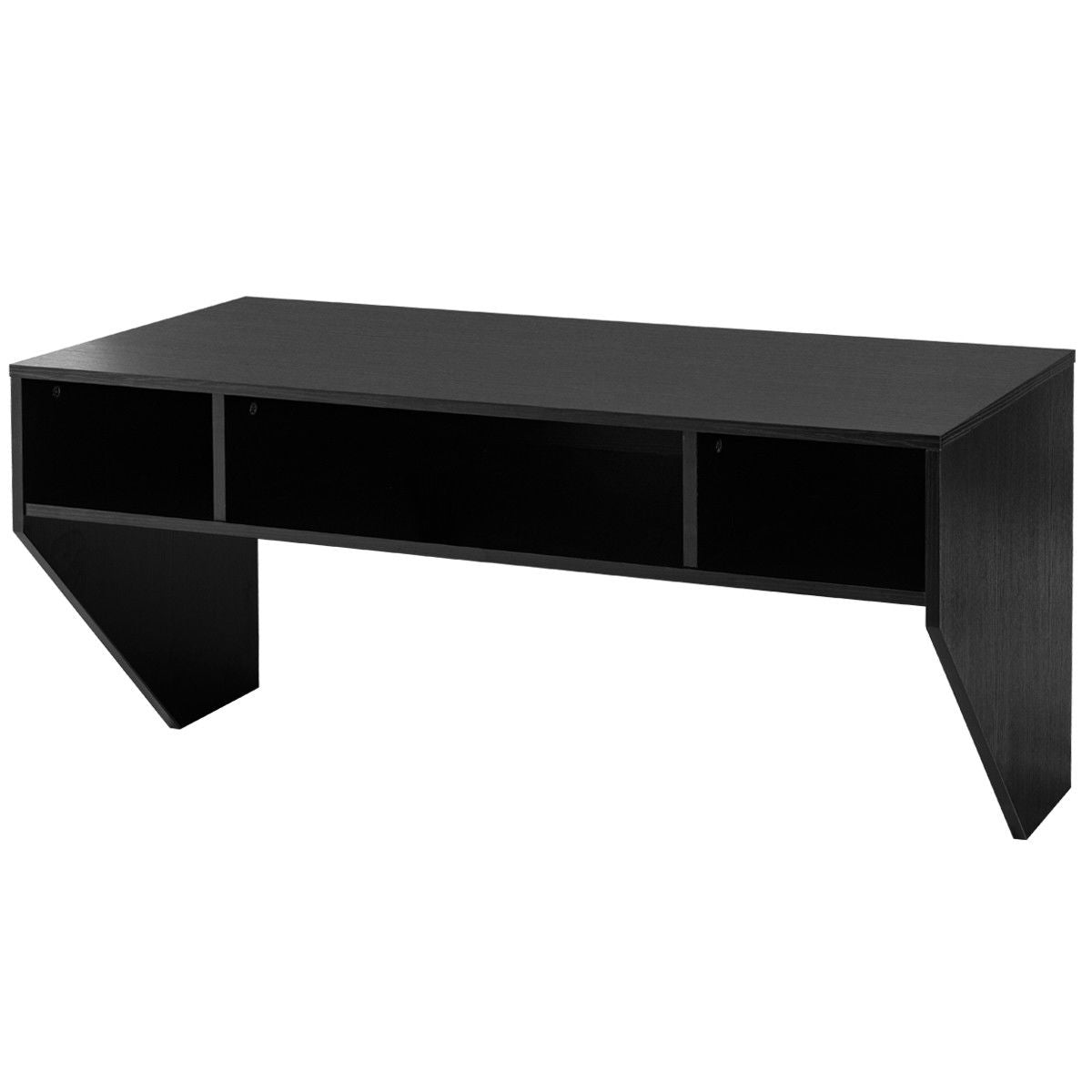 Wall Mounted Floating Sturdy Computer Table with Storage Shelf-BlackÂ