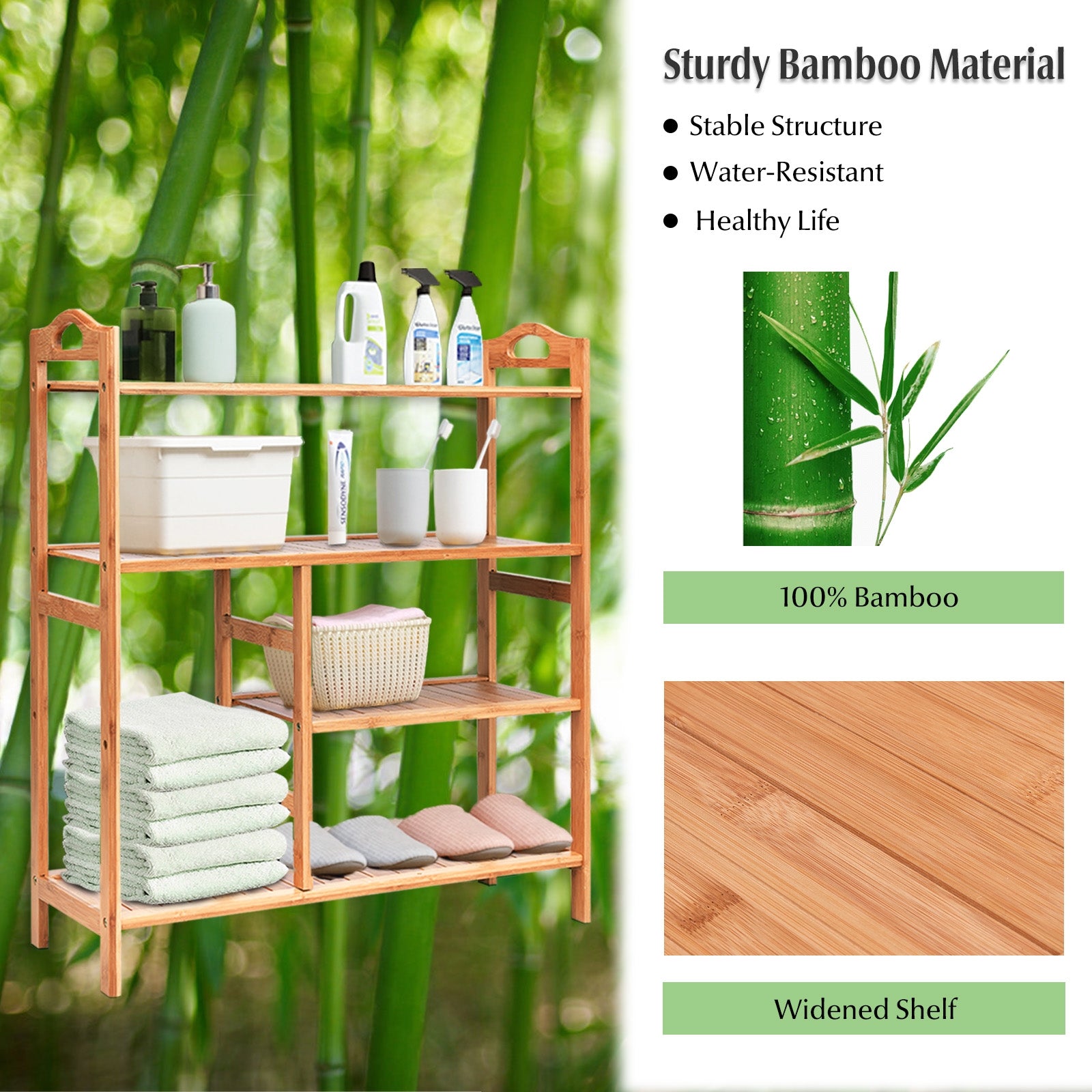 4 Tiers Multifunction Bamboo Storage Shoe Rack for Entryway HallwayÂ