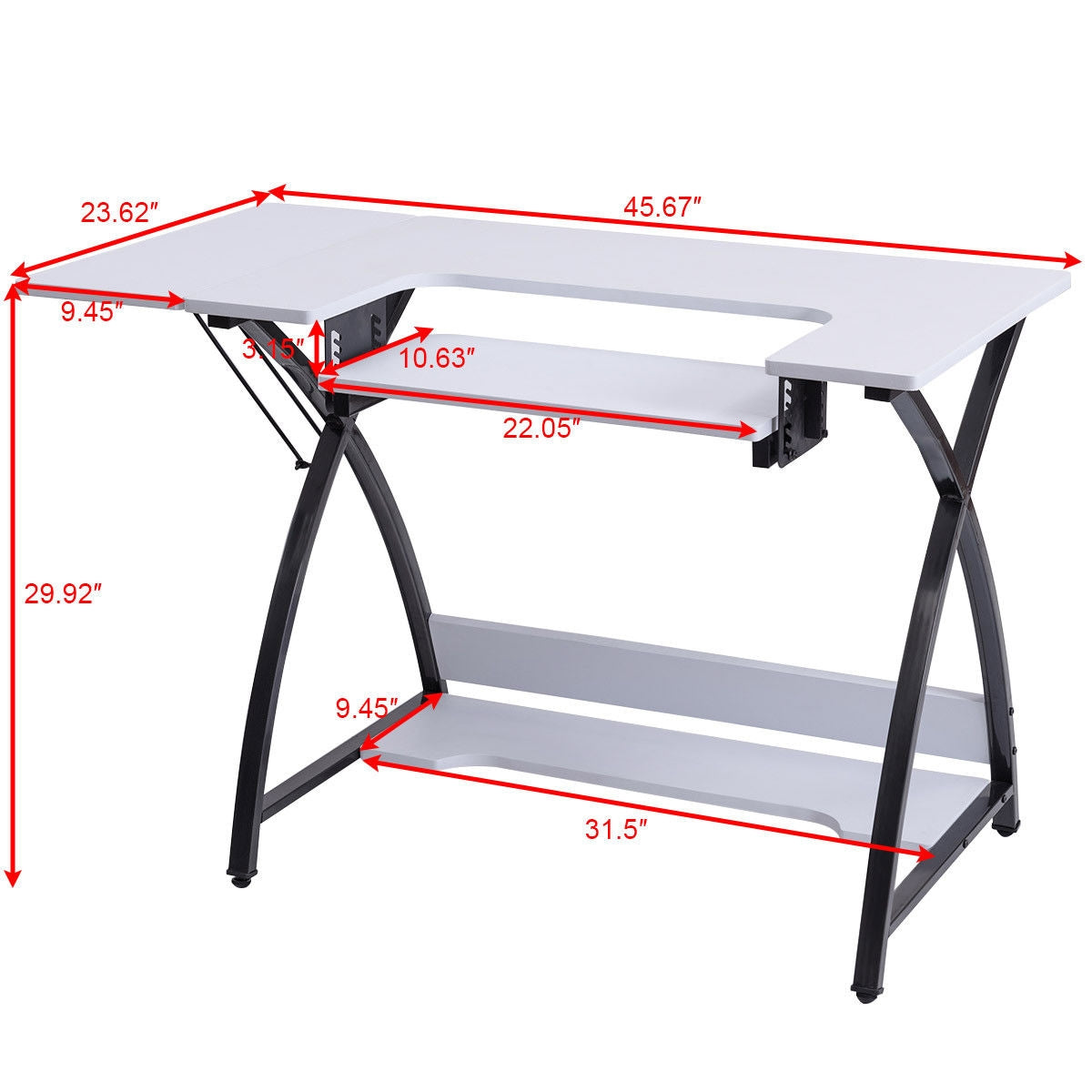 Sewing Craft Table Computer Desk with Adjustable PlatformÂ