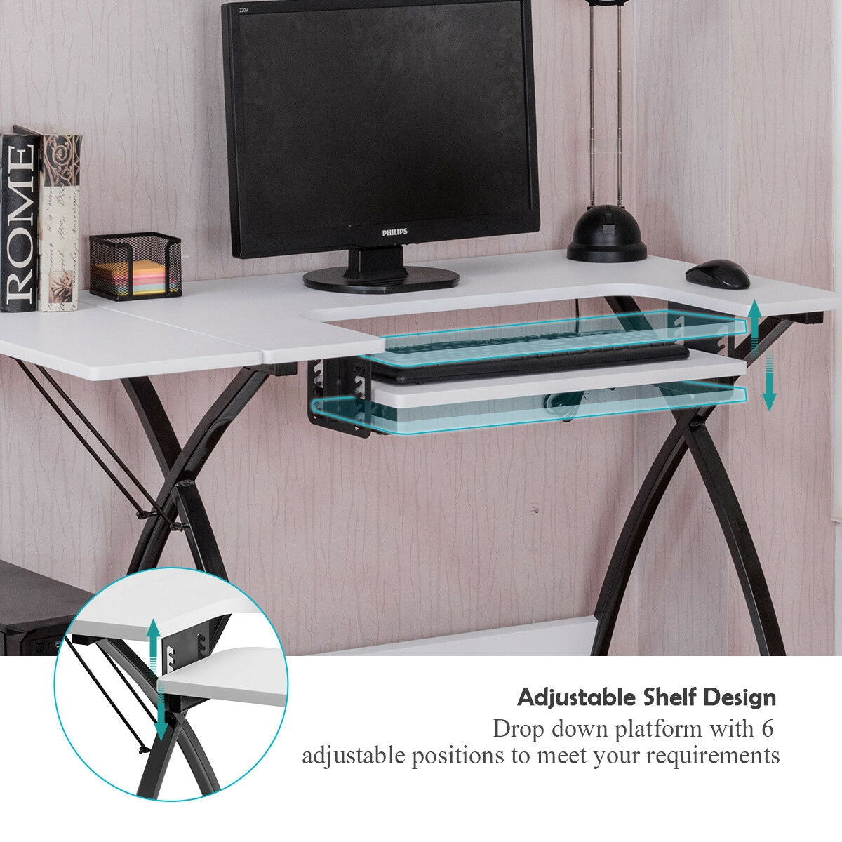 Sewing Craft Table Computer Desk with Adjustable PlatformÂ