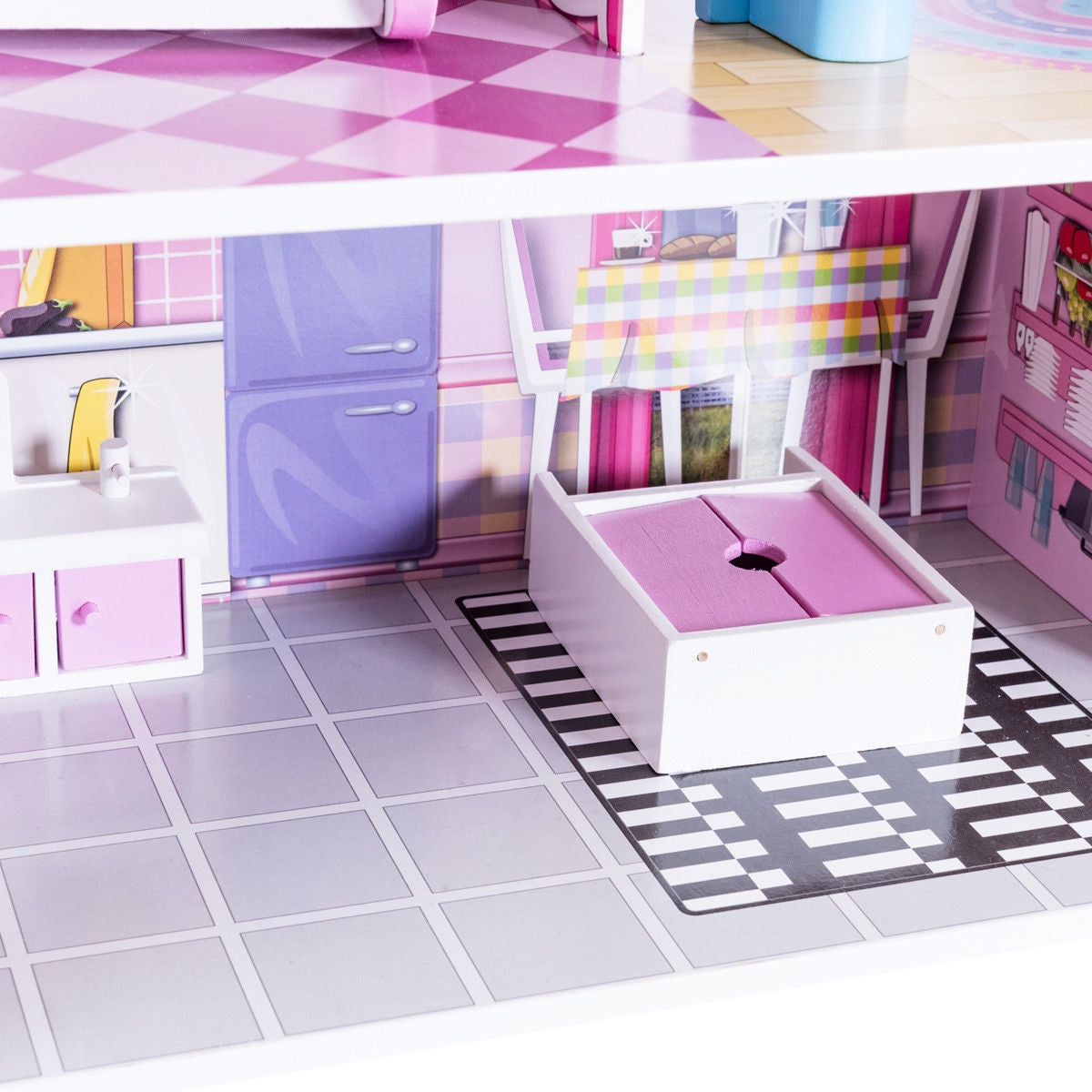28 Inch Pink Dollhouse with FurnitureÂ