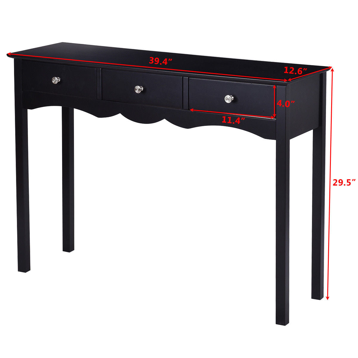 Hall table Side Table w/ 3 Drawers-BlackÂ