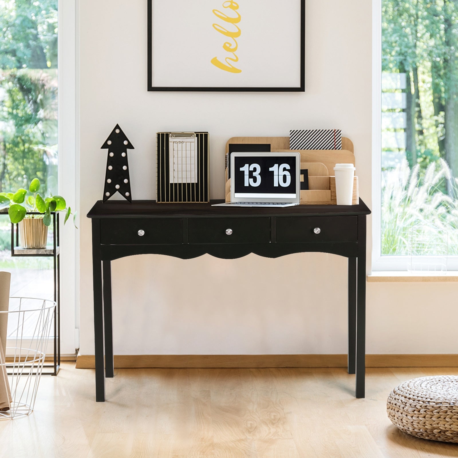 Hall table Side Table w/ 3 Drawers-BlackÂ