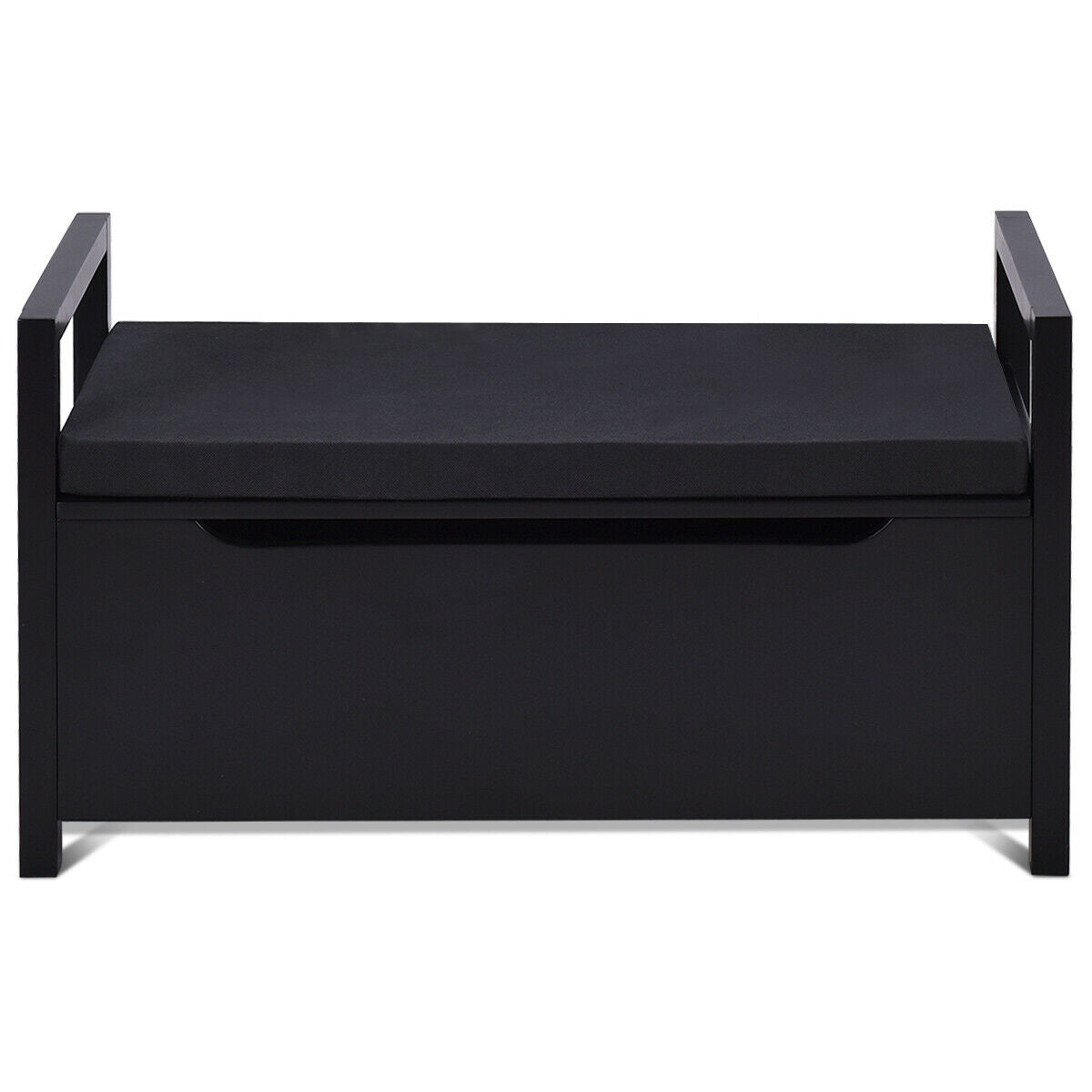 34.5 ×15.5 ×19.5 Inch Shoe Storage Bench with Cushion Seat for Entryway-BlackÂ