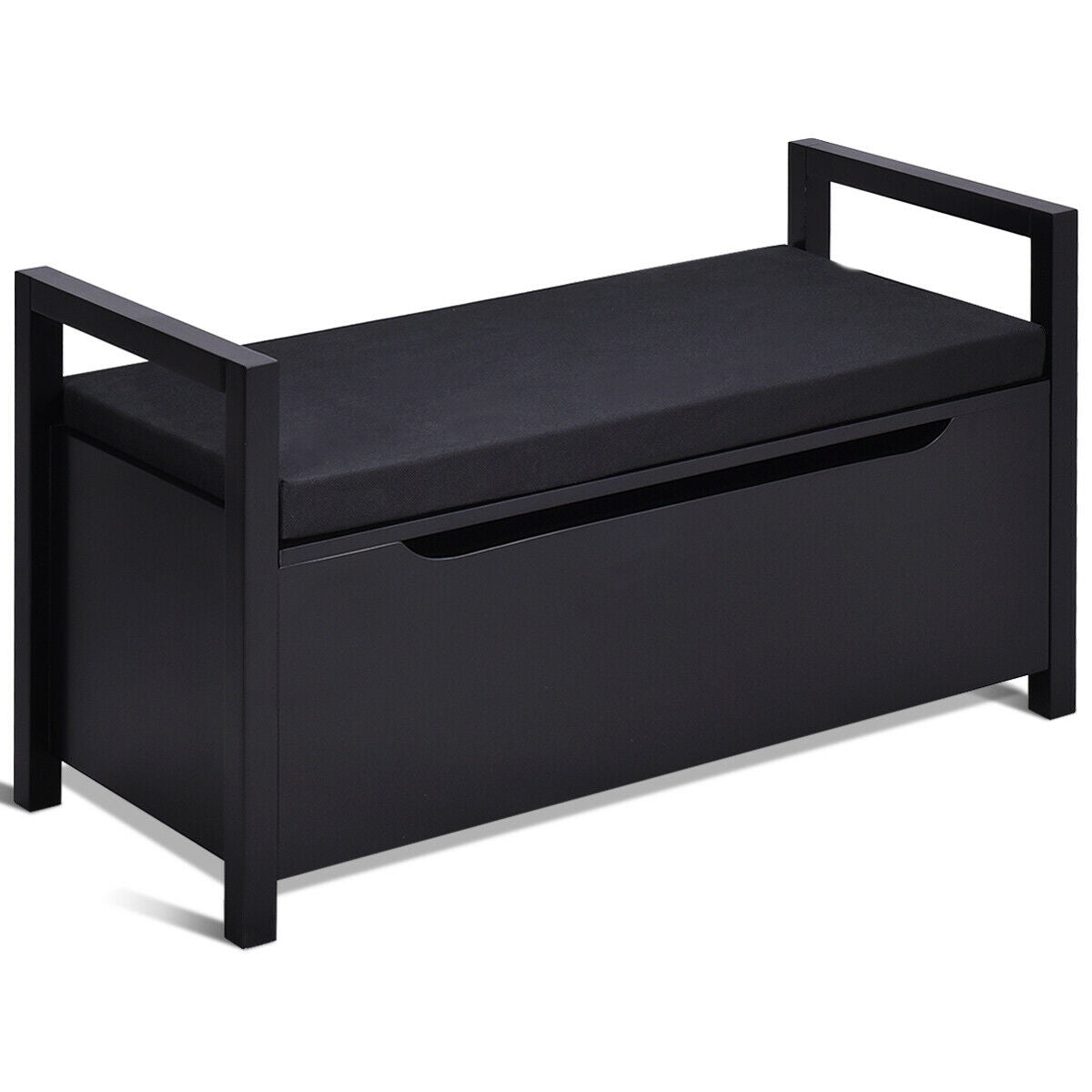 34.5 ×15.5 ×19.5 Inch Shoe Storage Bench with Cushion Seat for Entryway-BlackÂ