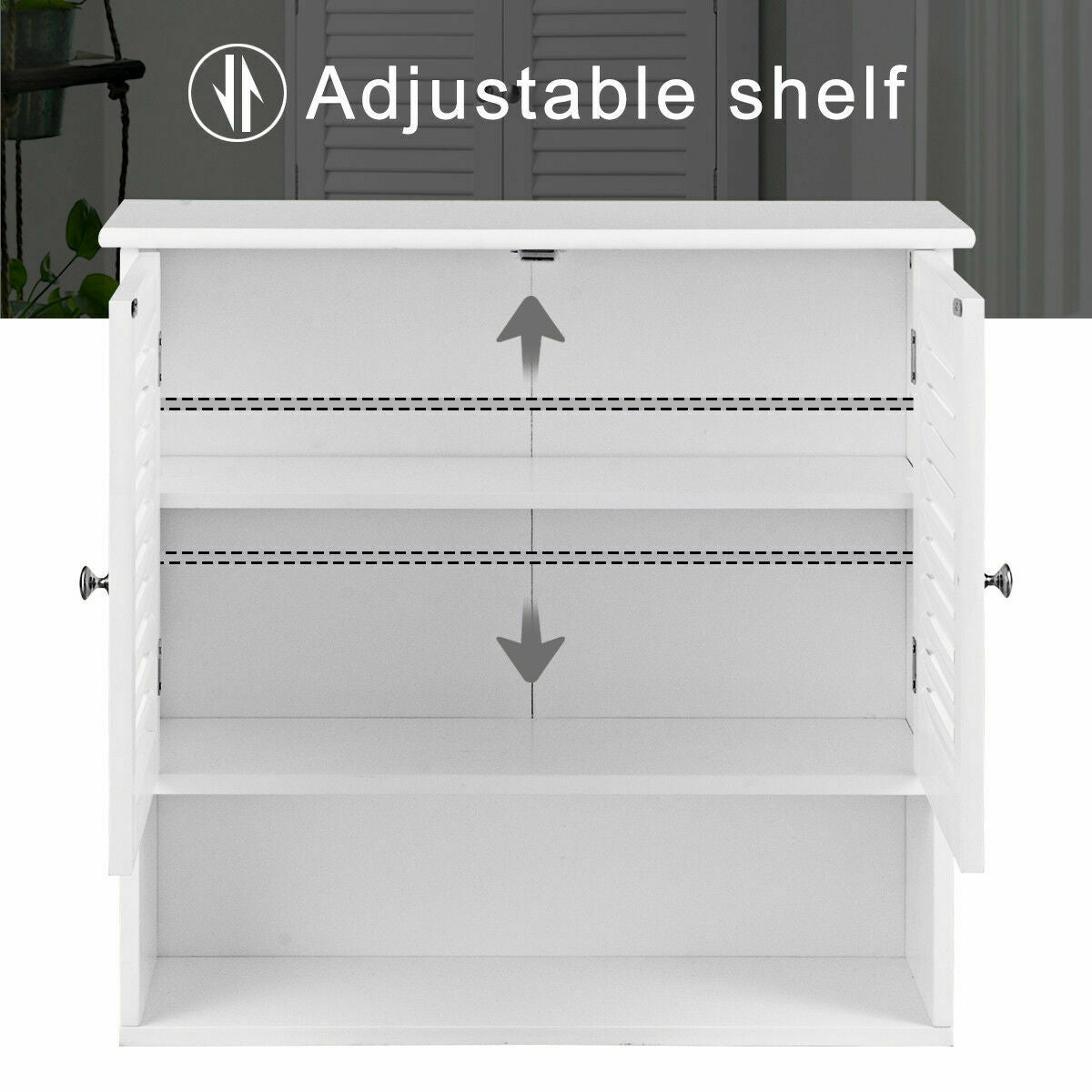 Double Doors Shelves Bathroom Wall Storage CabinetÂ