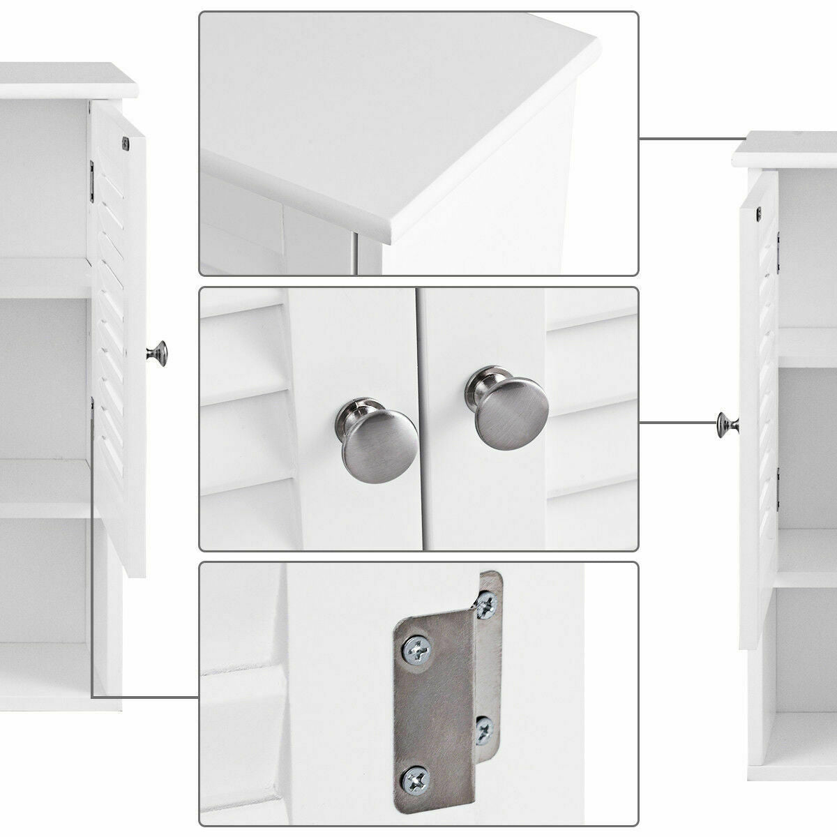 Double Doors Shelves Bathroom Wall Storage CabinetÂ