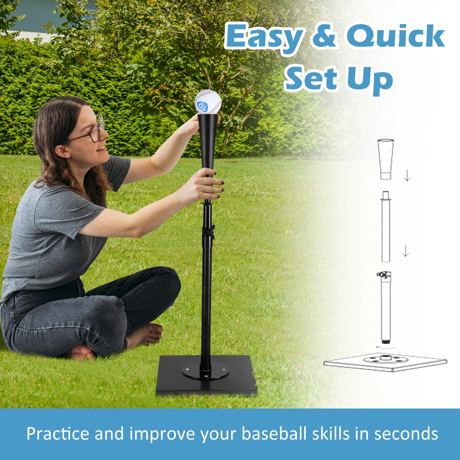 36 Inch Adjustable Heavy Duty Batting Tee for BaseballÂ