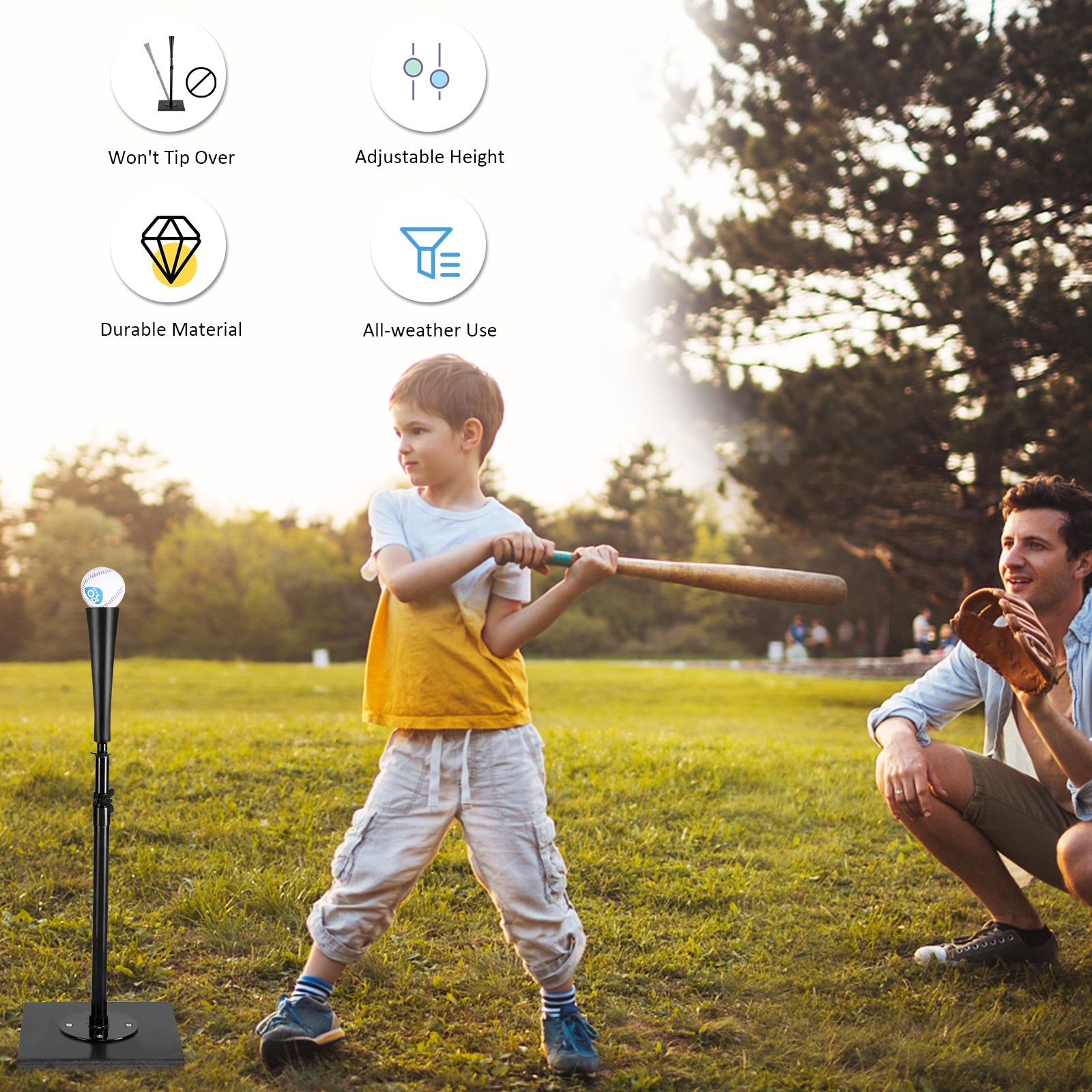36 Inch Adjustable Heavy Duty Batting Tee for BaseballÂ