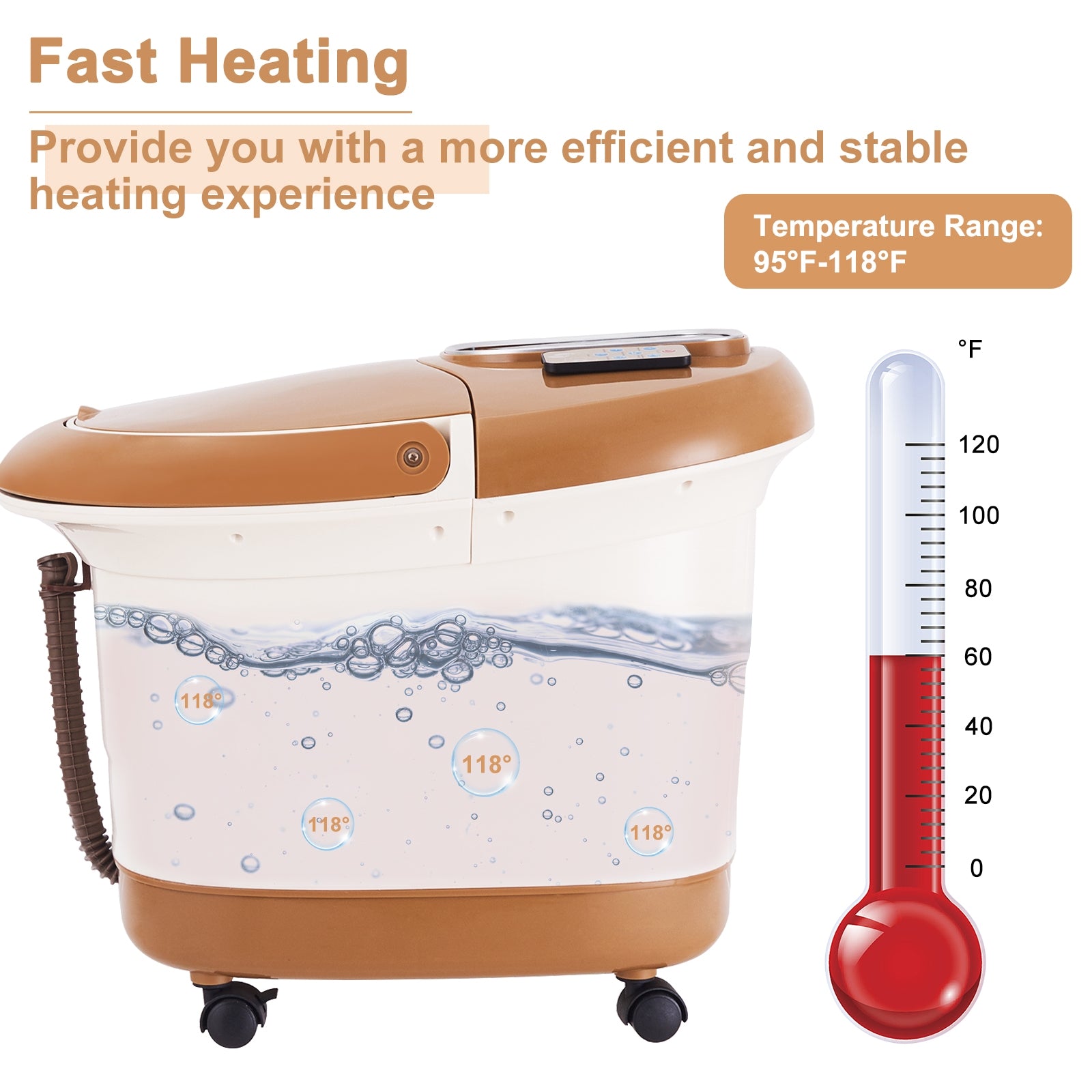 All-in-One Heat Bubble Vibration Foot Spa Massager with 6 Massage RollersÂ