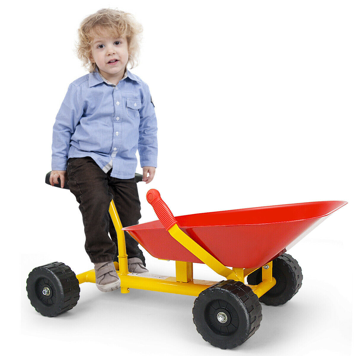8 Inch Heavy Duty Kids Ride-on Sand Dumper with 4 Wheels-RedÂ
