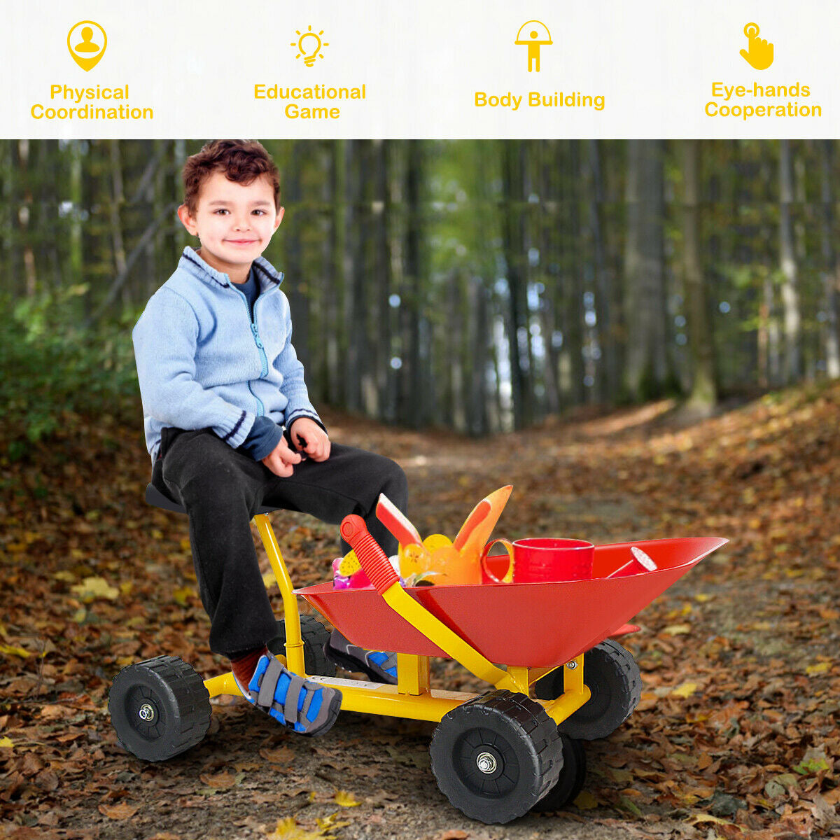 8 Inch Heavy Duty Kids Ride-on Sand Dumper with 4 Wheels-RedÂ