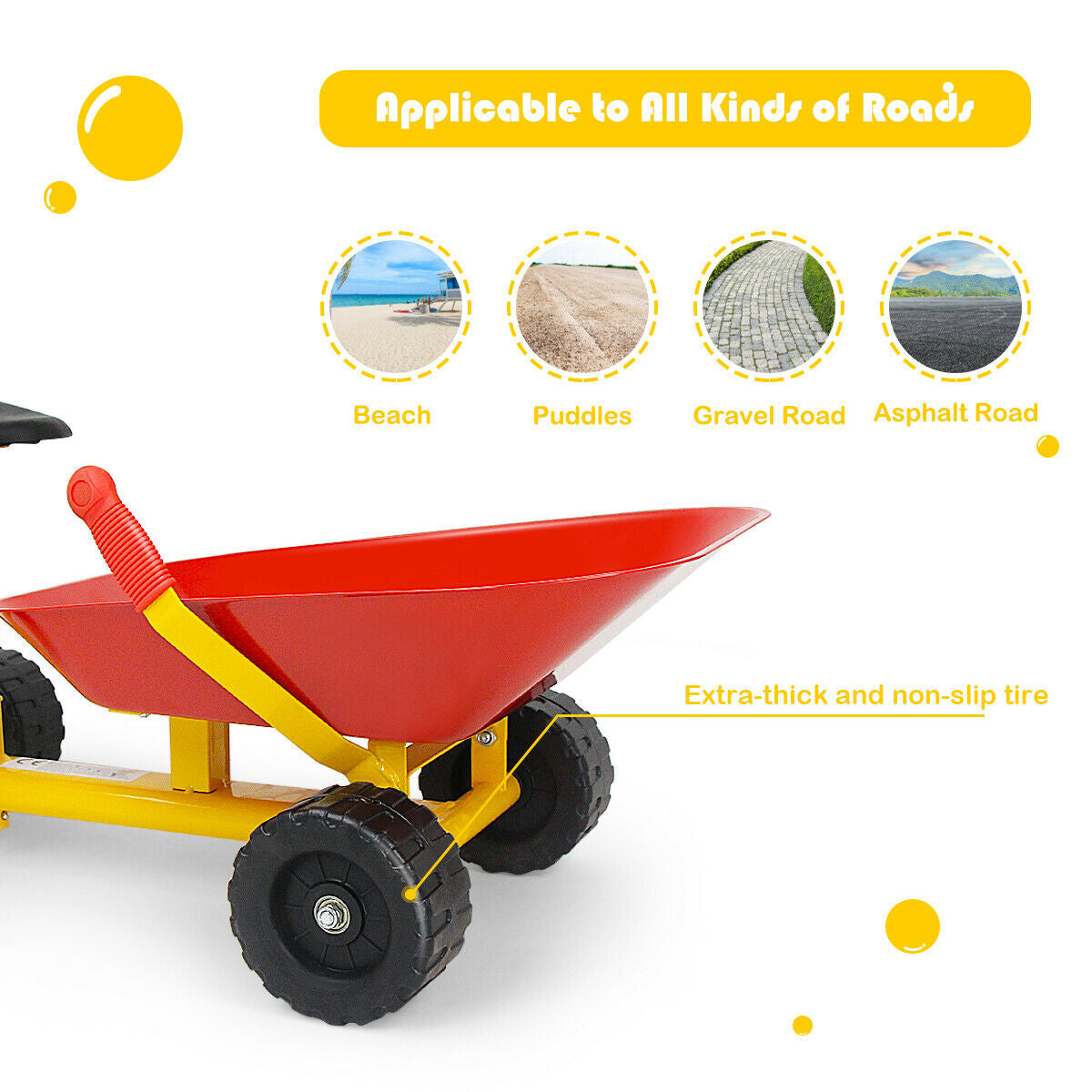 8 Inch Heavy Duty Kids Ride-on Sand Dumper with 4 Wheels-RedÂ