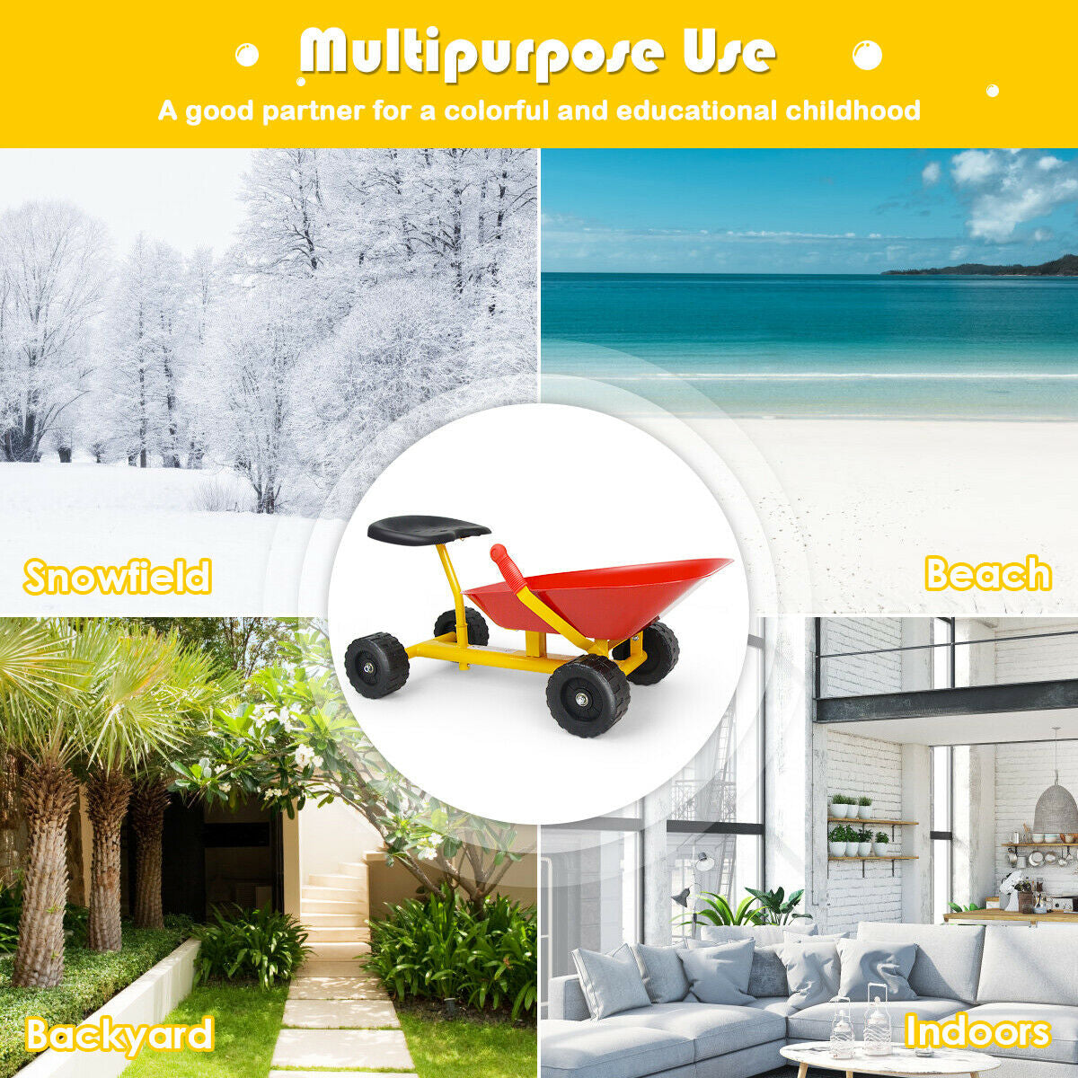 8 Inch Heavy Duty Kids Ride-on Sand Dumper with 4 Wheels-RedÂ