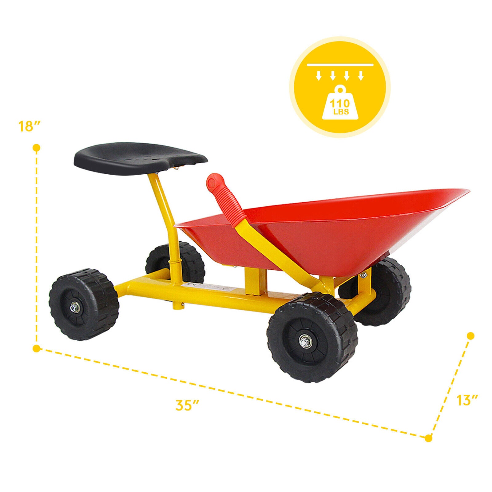 8 Inch Heavy Duty Kids Ride-on Sand Dumper with 4 Wheels-RedÂ