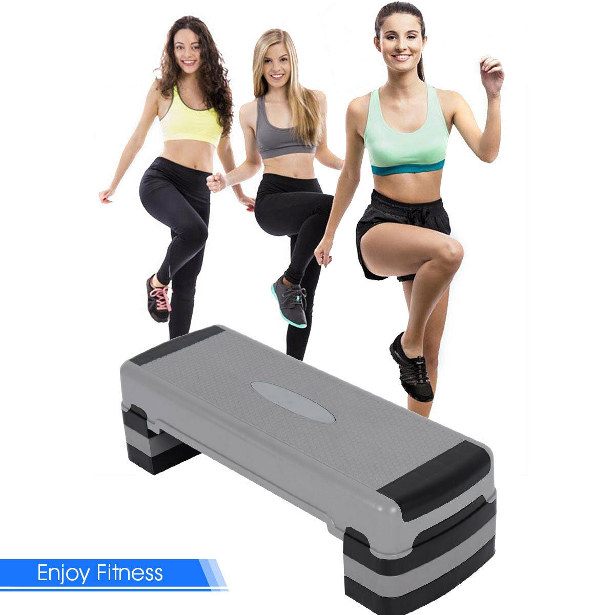 35 Inch Aerobic Cardio Adjustable Exercise Stepper with RisersÂ