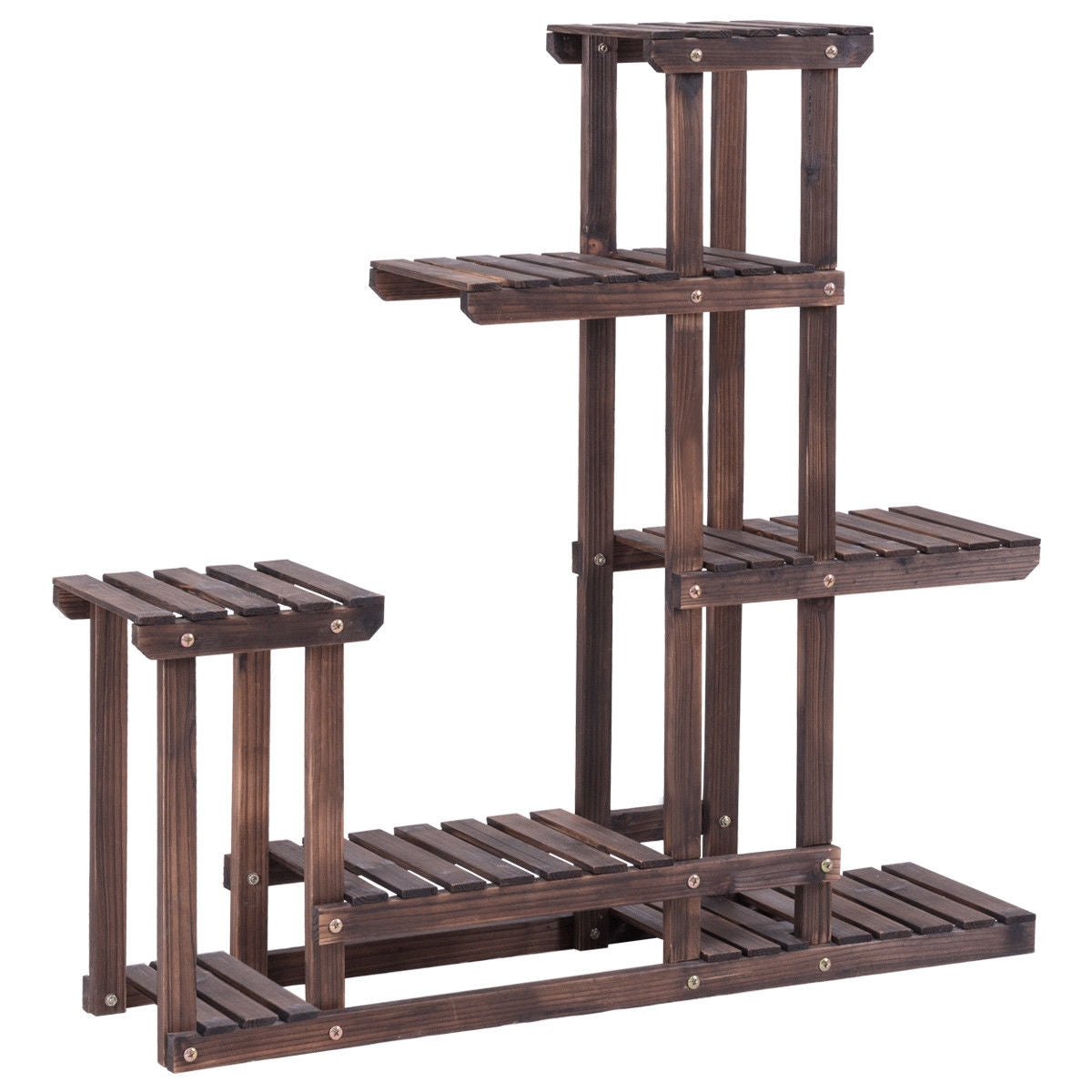 6-Tier Garden Wooden Plant Flower Stand Shelf for Multiple Plants Indoor or OutdoorÂ