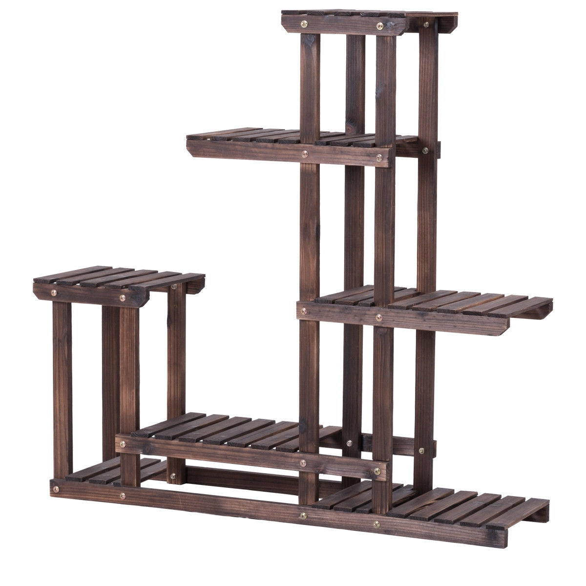 6-Tier Garden Wooden Plant Flower Stand Shelf for Multiple Plants Indoor or OutdoorÂ