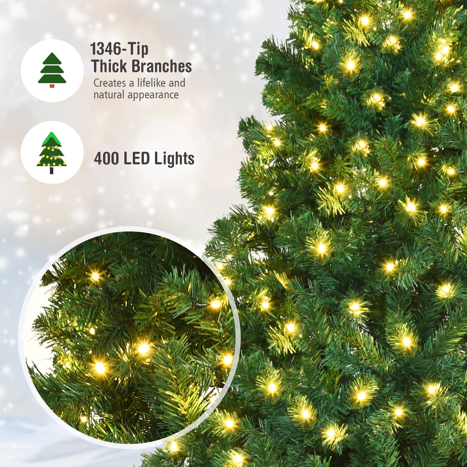 7.5 Feet PVC Artificial Christmas Tree with LED Lights-7.5 ftÂ