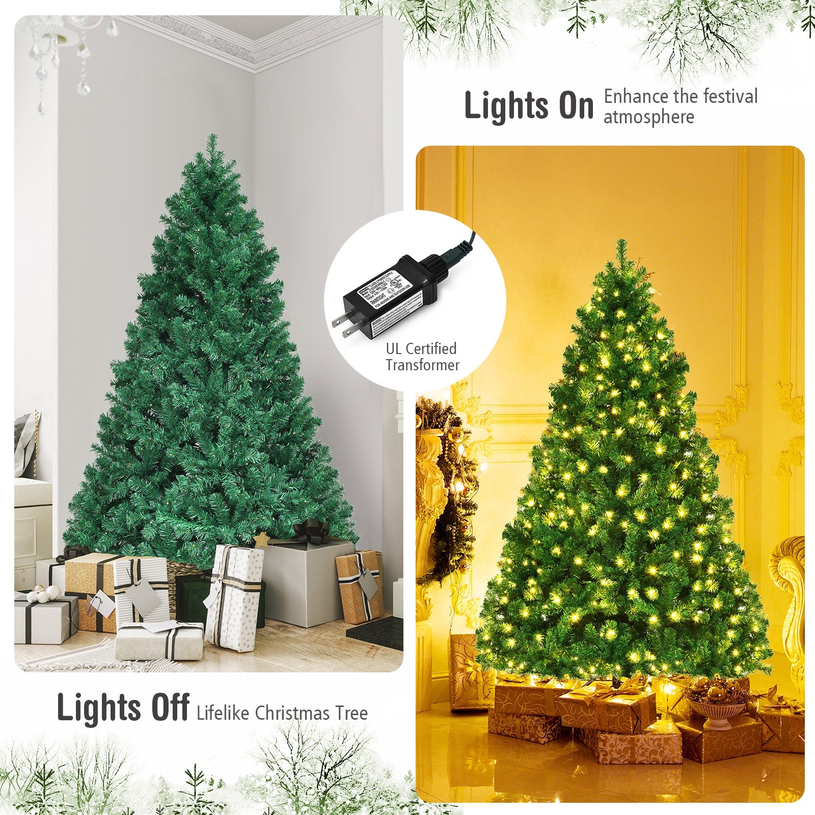 7.5 Feet PVC Artificial Christmas Tree with LED Lights-7.5 ftÂ