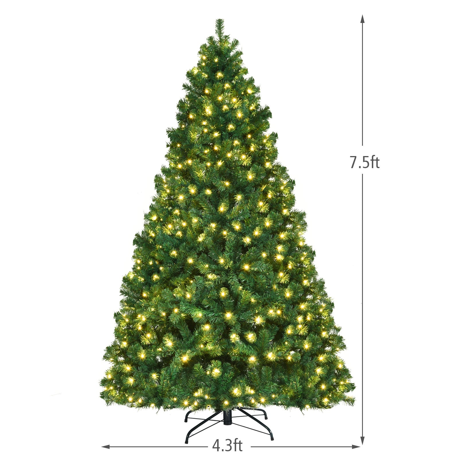 7.5 Feet PVC Artificial Christmas Tree with LED Lights-7.5 ftÂ