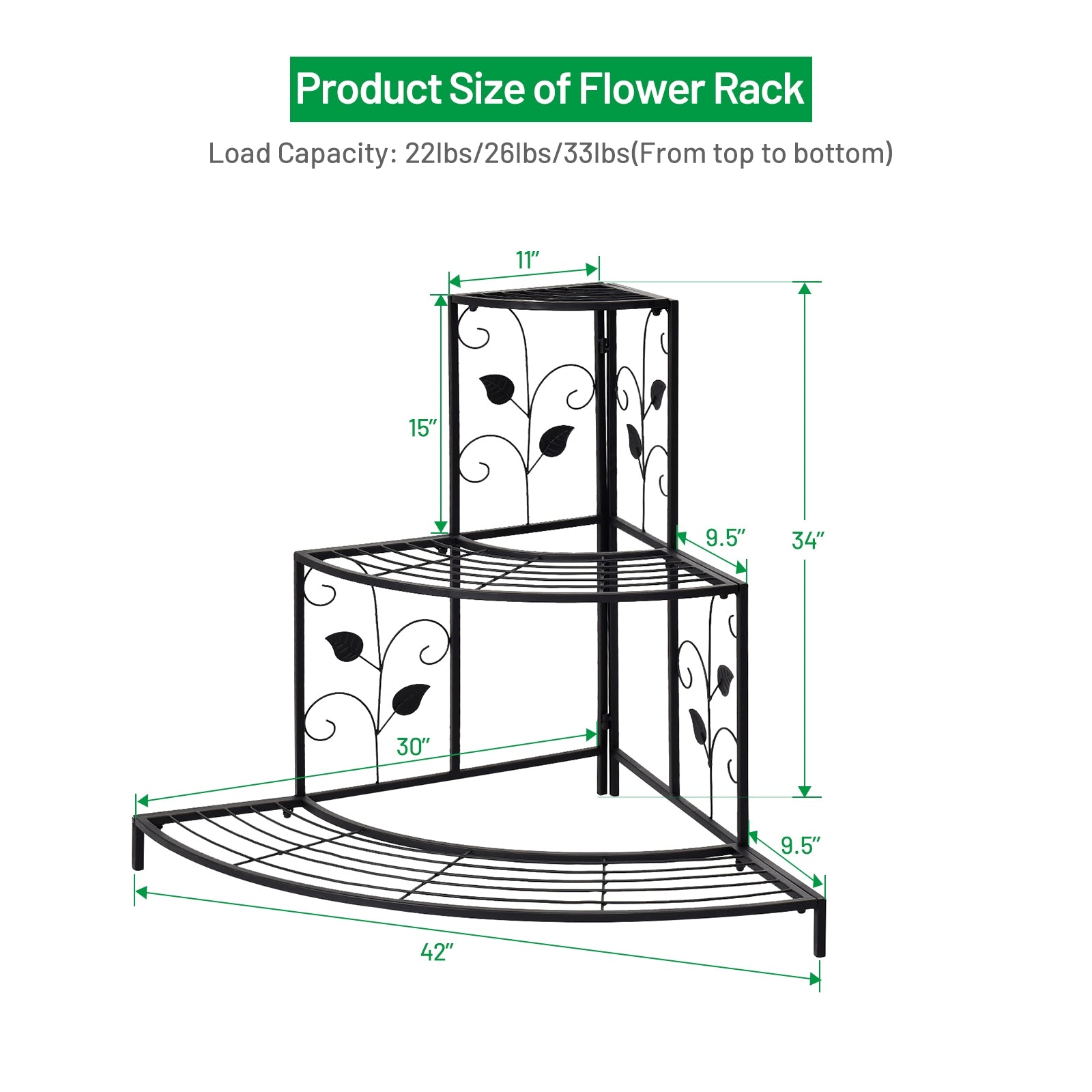 3 Tier Floral Corner Metal Plant Pot RackÂ