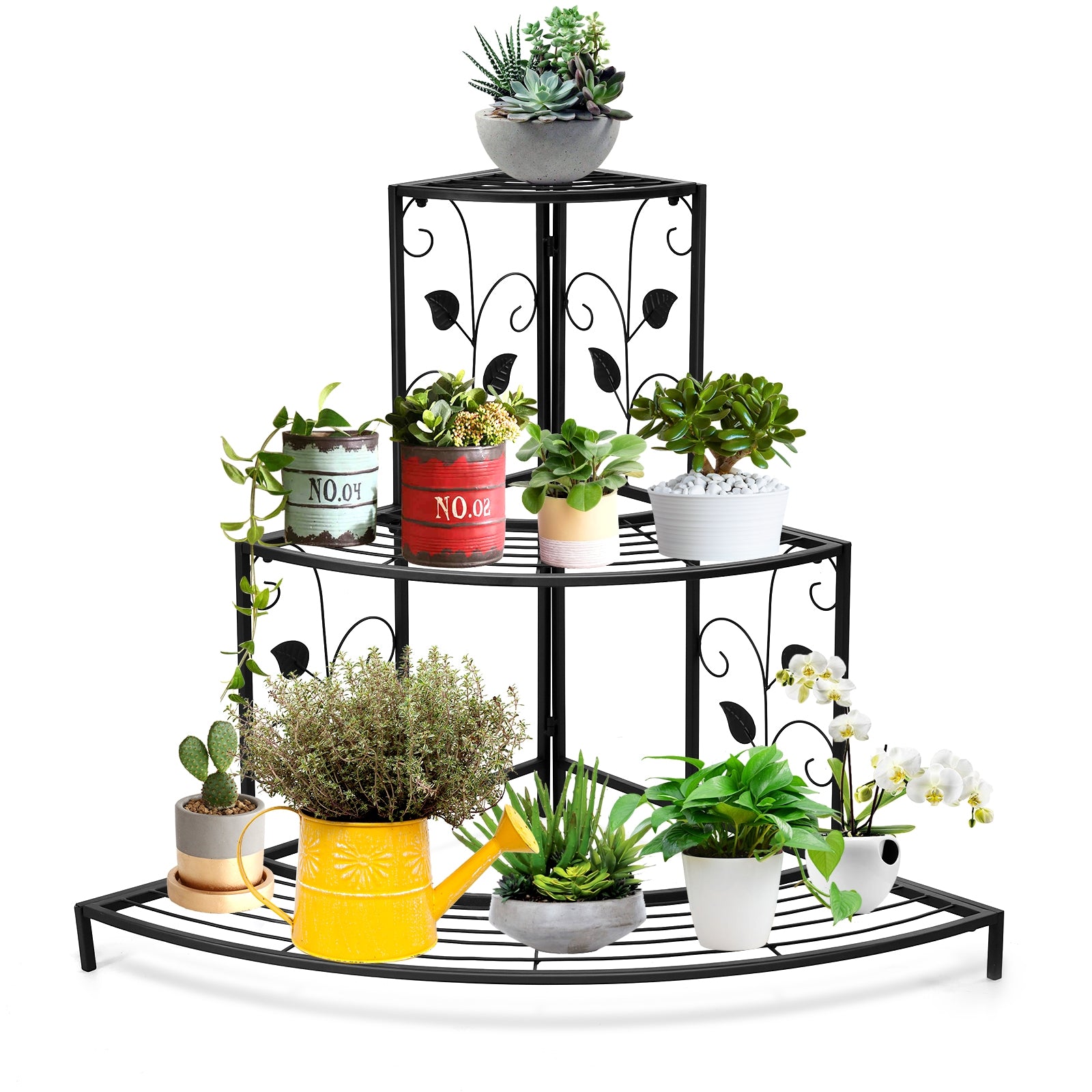 3 Tier Floral Corner Metal Plant Pot RackÂ