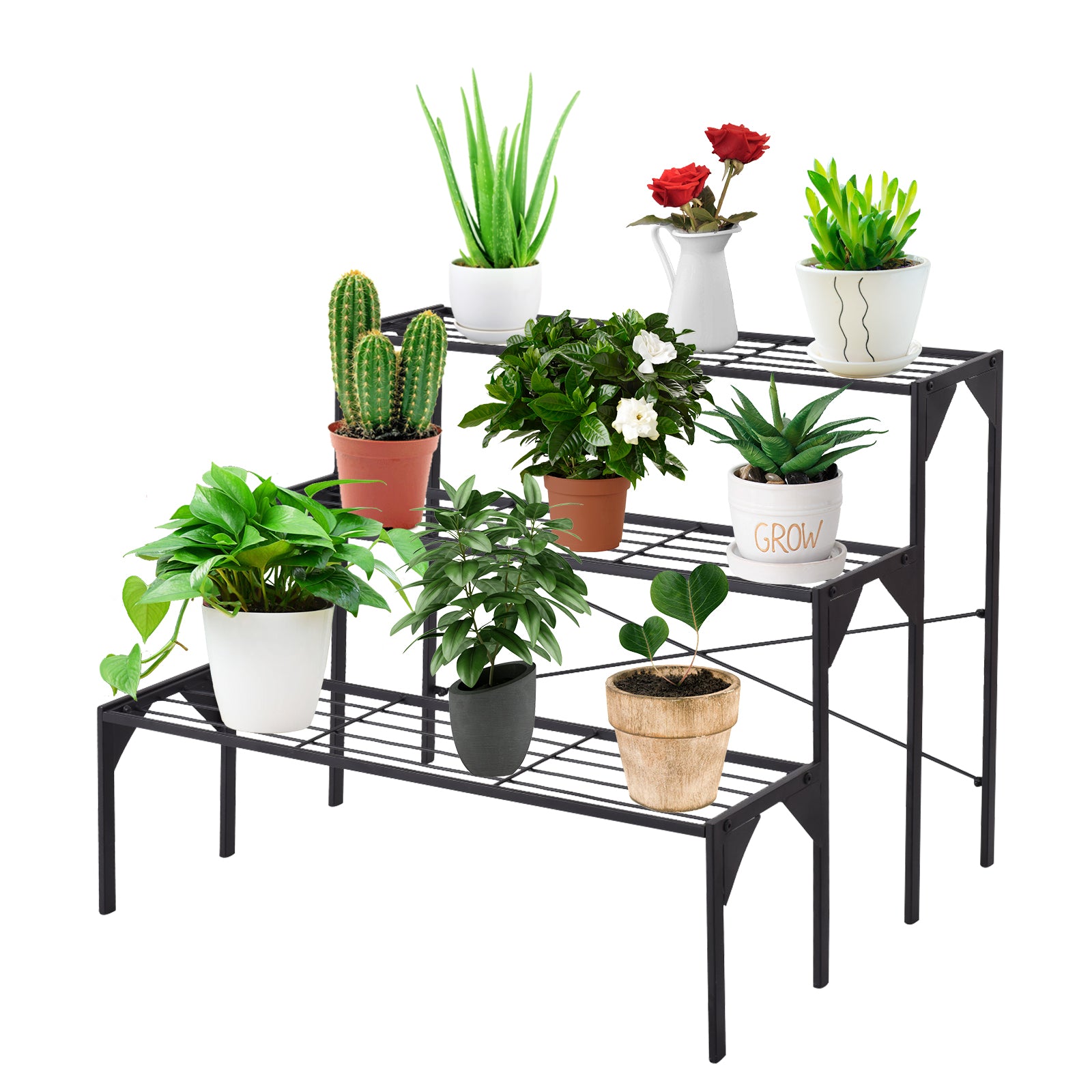 3 Tier Outdoor Metal Heavy Duty Modern for Multiple Plant Display Stand RackÂ