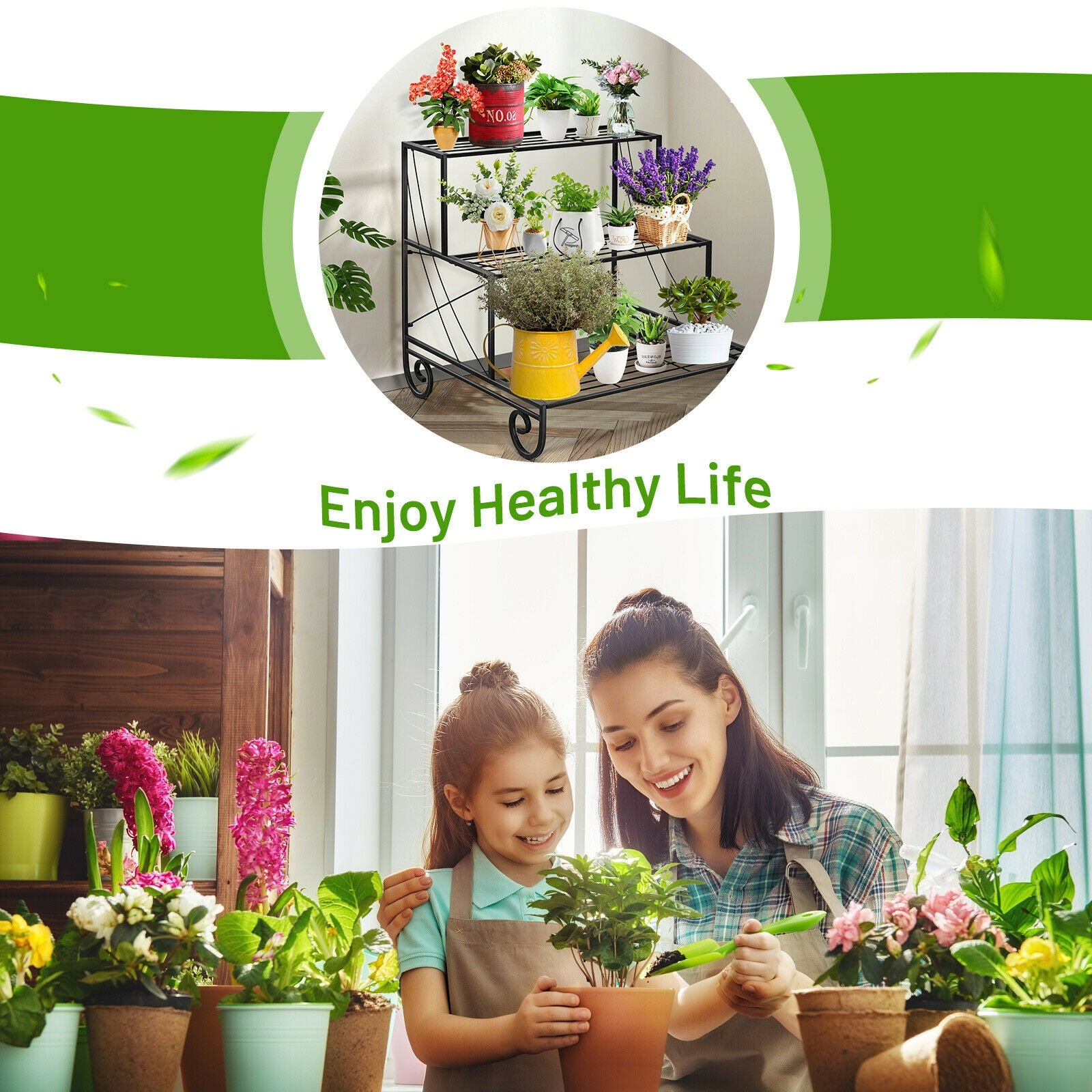 3 Tier Outdoor Metal Garden Planter Holder ShelfÂ