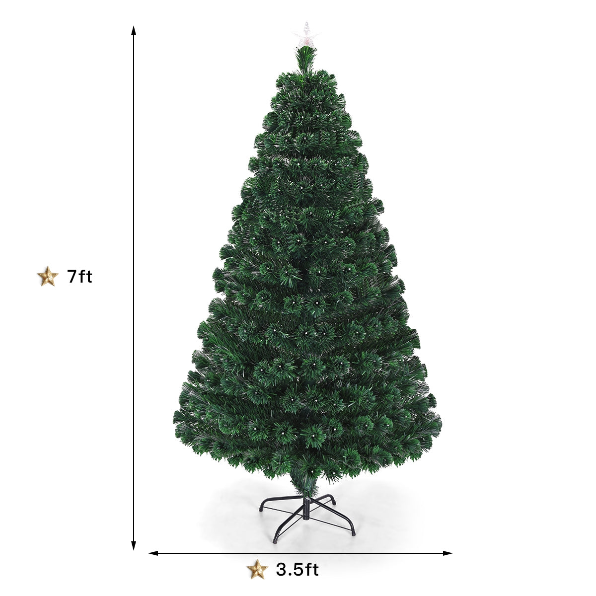 5/6/7 Feet Multicolor Artificial Christmas Tree with LED Light and Metal Stand-7 FeetÂ