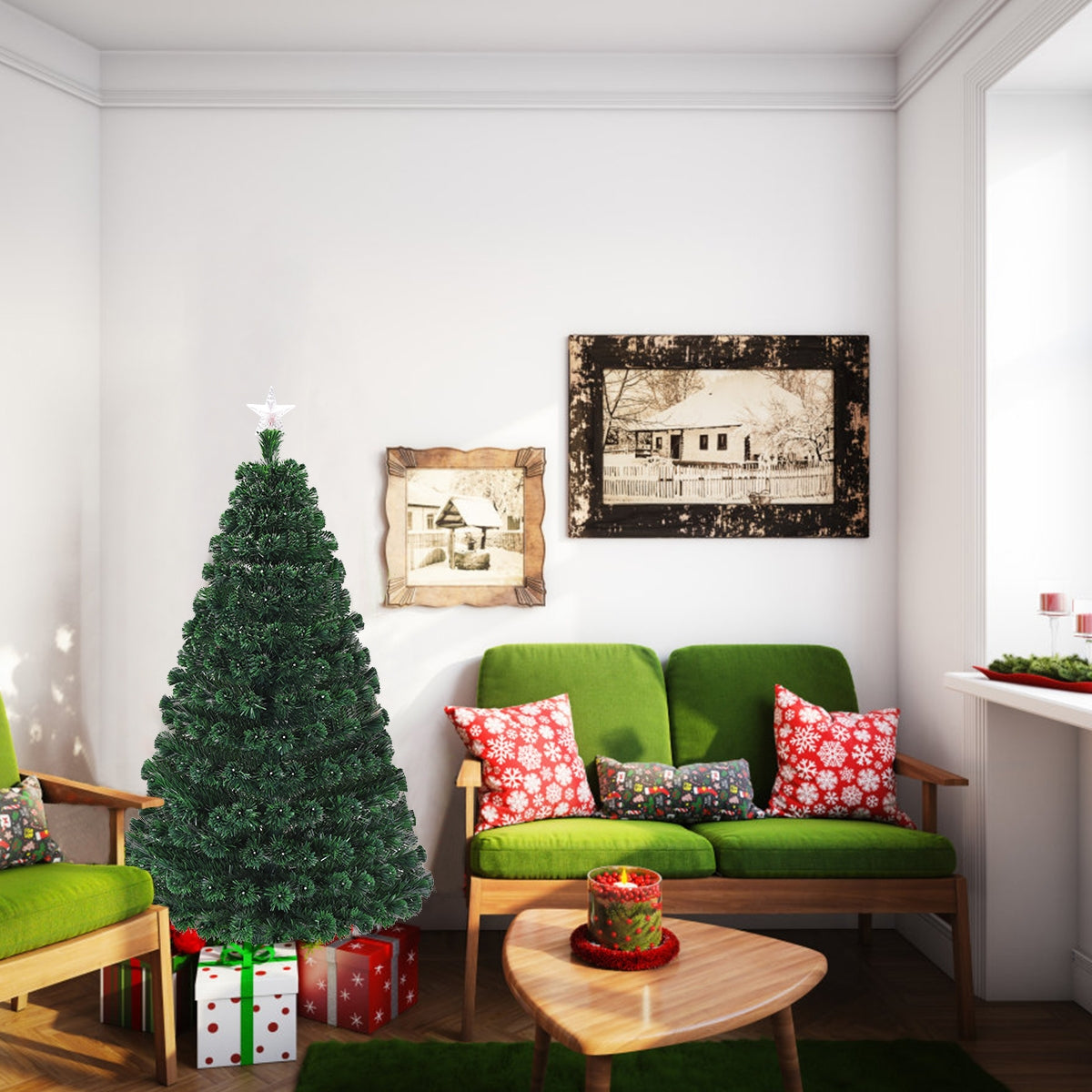 5 Feet/6 Feet/7 Feet Multicolor LED Fiber Optic Artificial Christmas Tree-5 FeetÂ