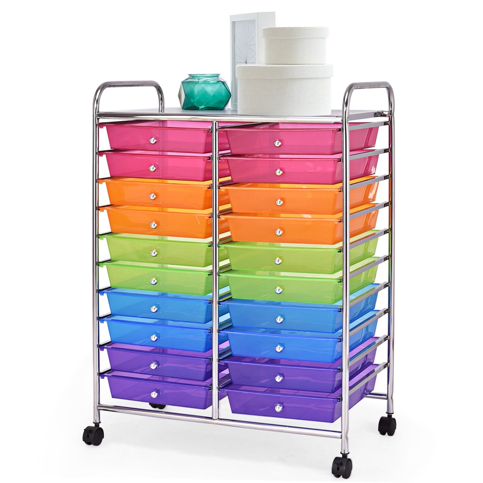20 Drawers Storage Rolling Cart Studio Organizer-MulticolorÂ