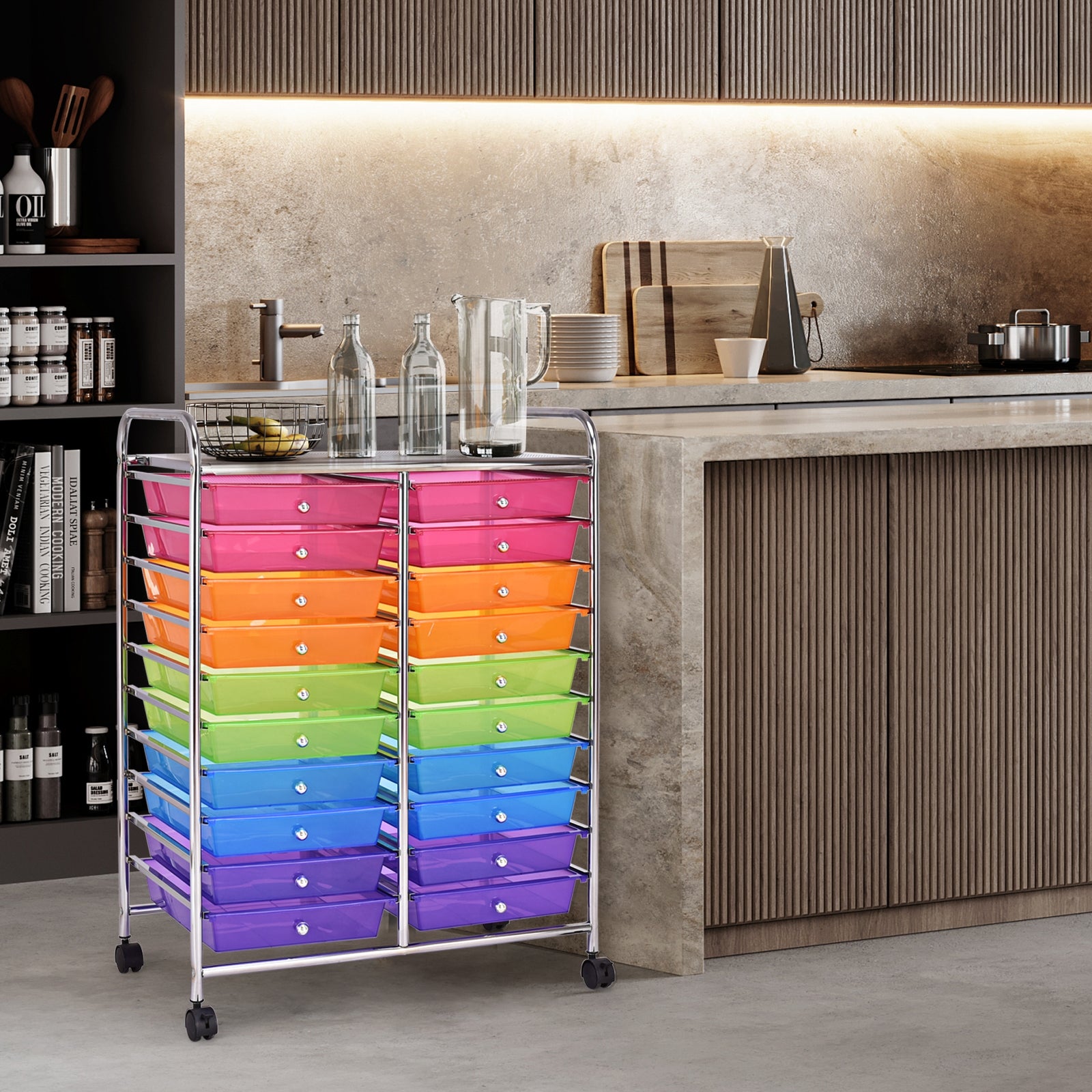 20 Drawers Storage Rolling Cart Studio Organizer-MulticolorÂ