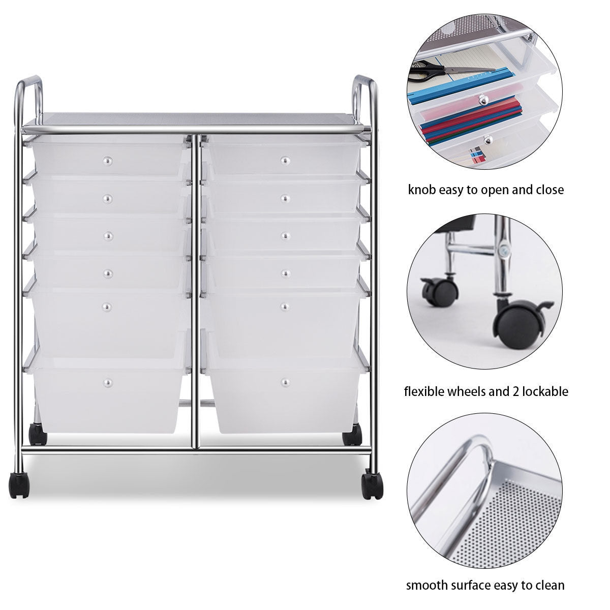 12 Storage Drawer Organizer Bins Rolling CartÂ