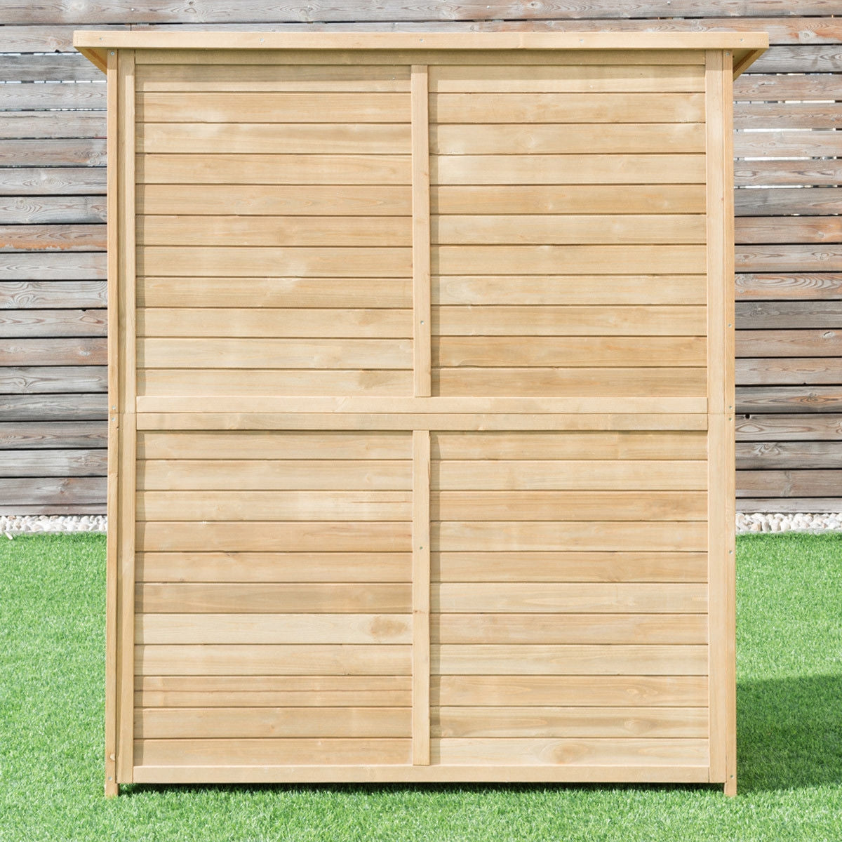 64 Inch Outdoor Wooden Storage Shed with Double Lockable Doors for BackyardÂ