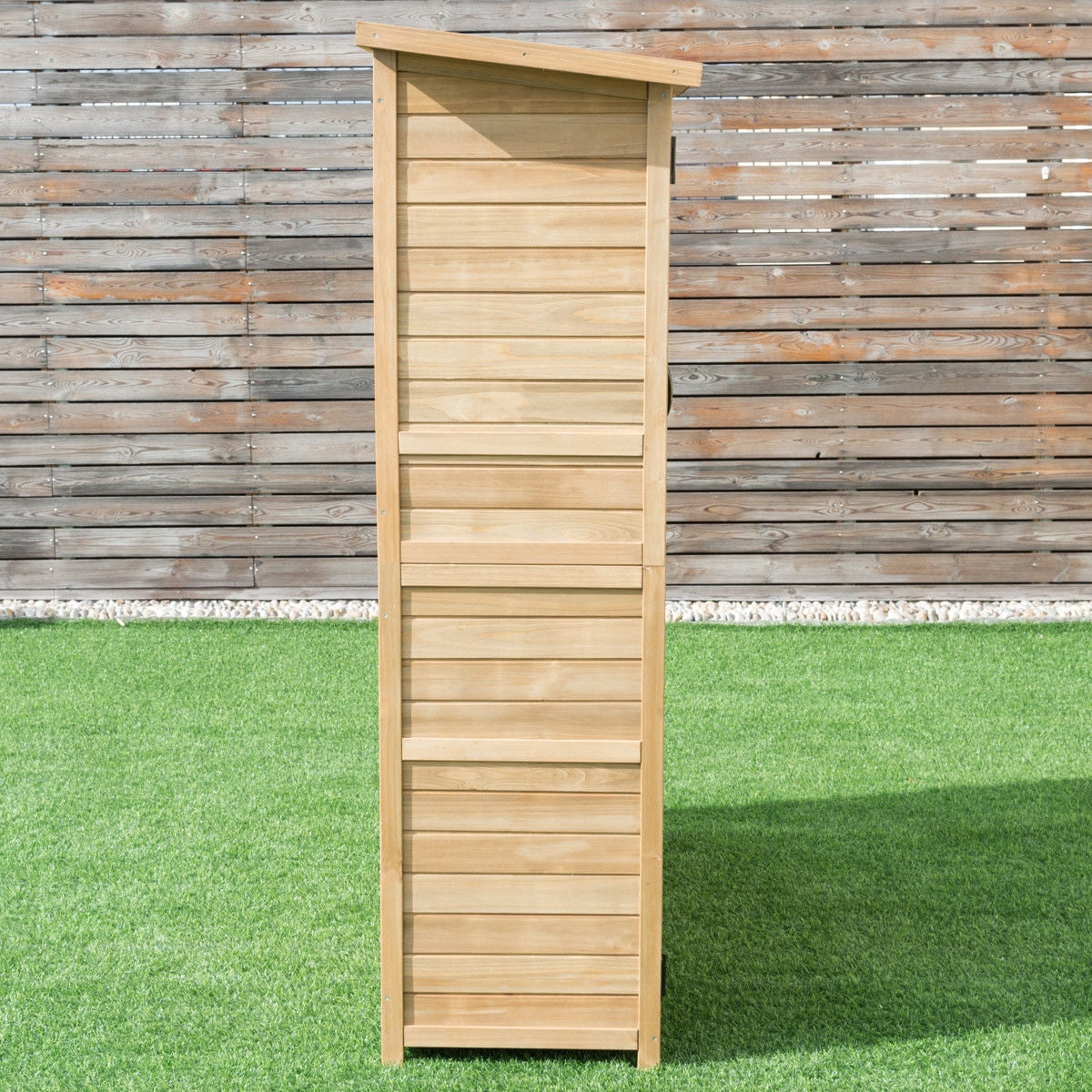 64 Inch Outdoor Wooden Storage Shed with Double Lockable Doors for BackyardÂ