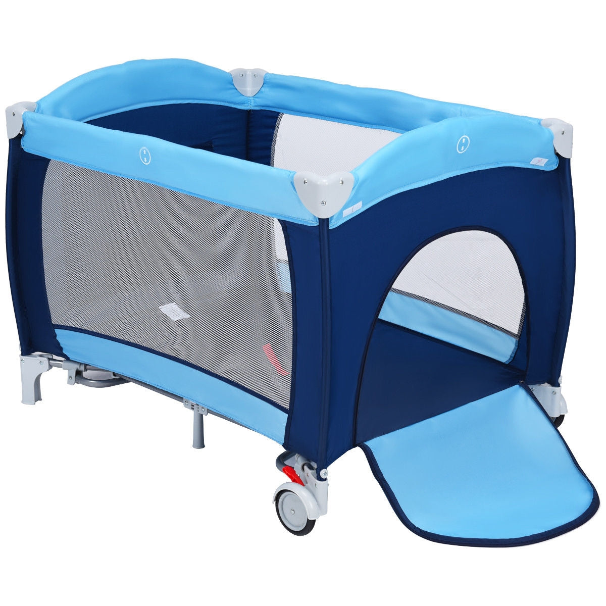 Foldable Baby Crib Playpen w/ Mosquito Net and Bag-BlueÂ