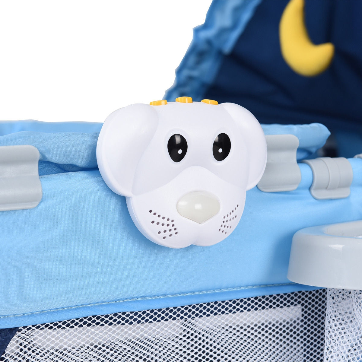 Foldable Baby Crib Playpen w/ Mosquito Net and Bag-BlueÂ