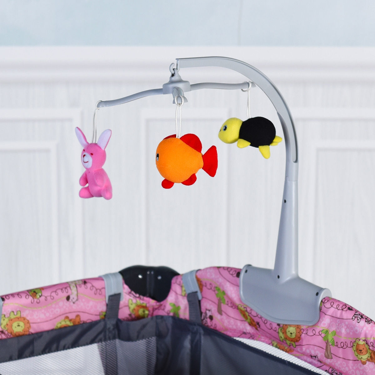 Foldable 2 Color Baby Crib Playpen Playard-PinkÂ